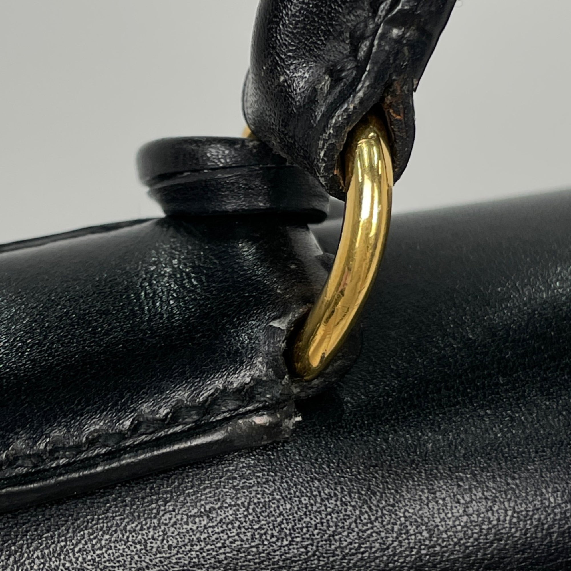 Hermes Black Box Calf Leather Handbag (Pre-Owned)
