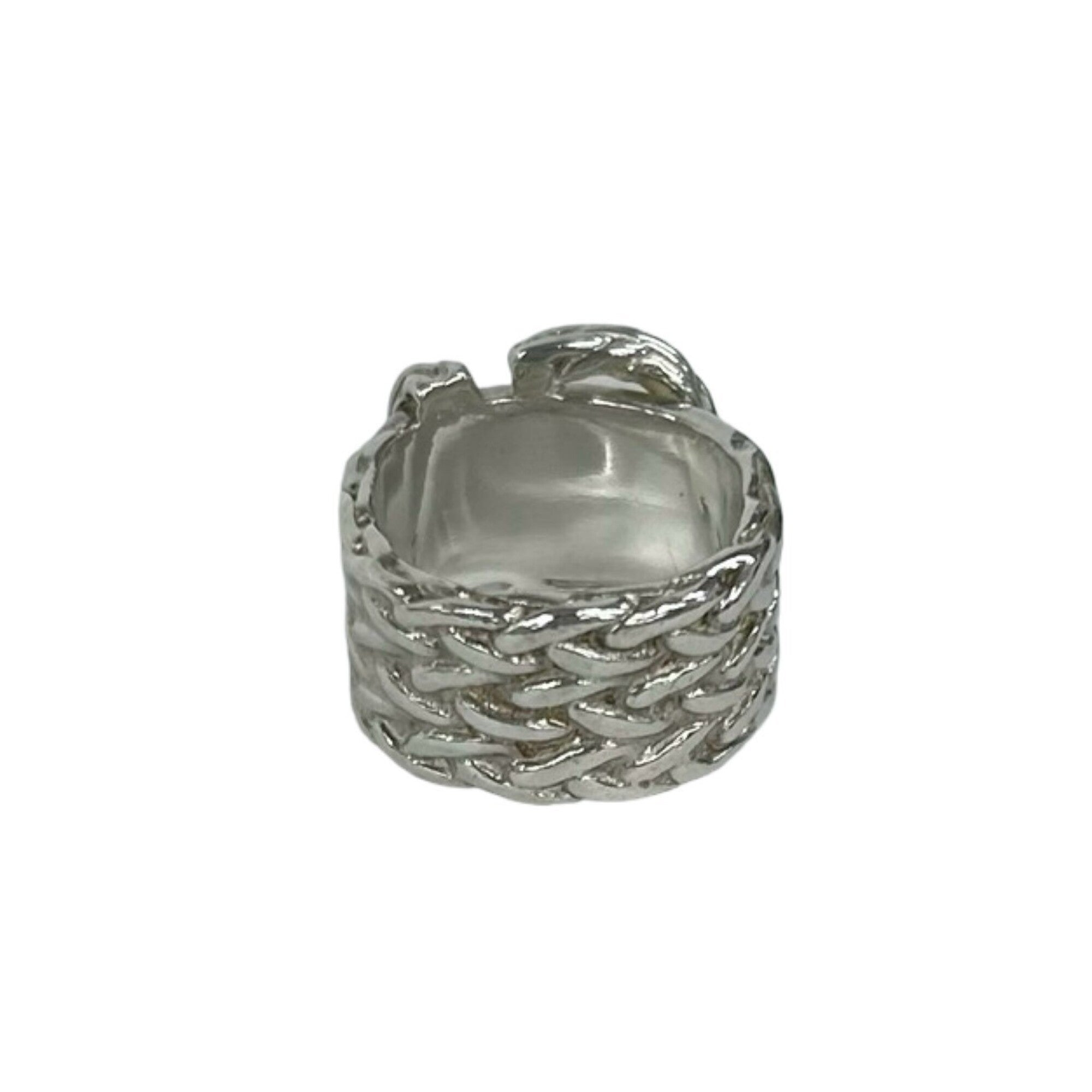 Hermes Silver Silver 925 Band Ring (Pre-Owned)