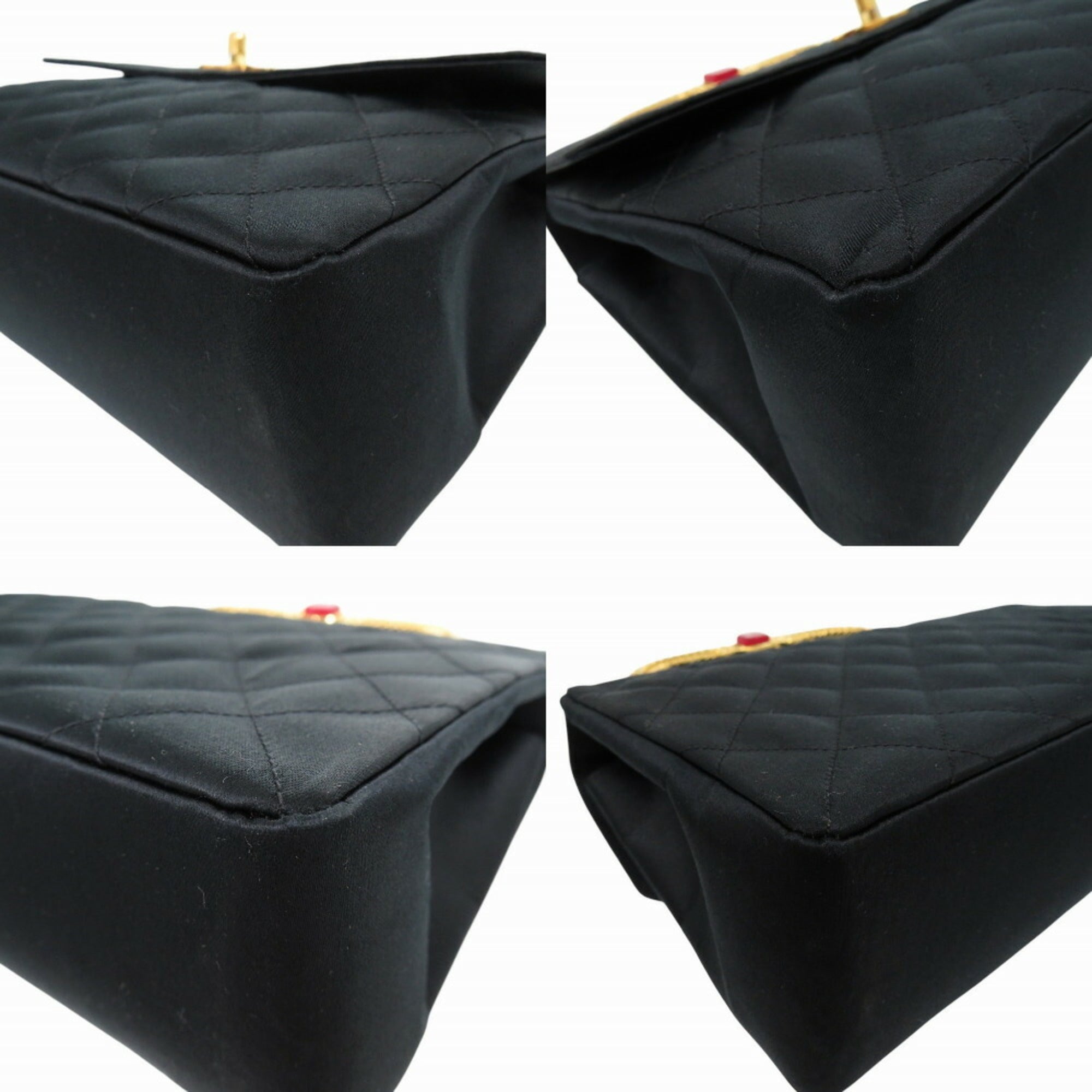 Chanel Black Satin Metal Handbag (Pre-Owned)