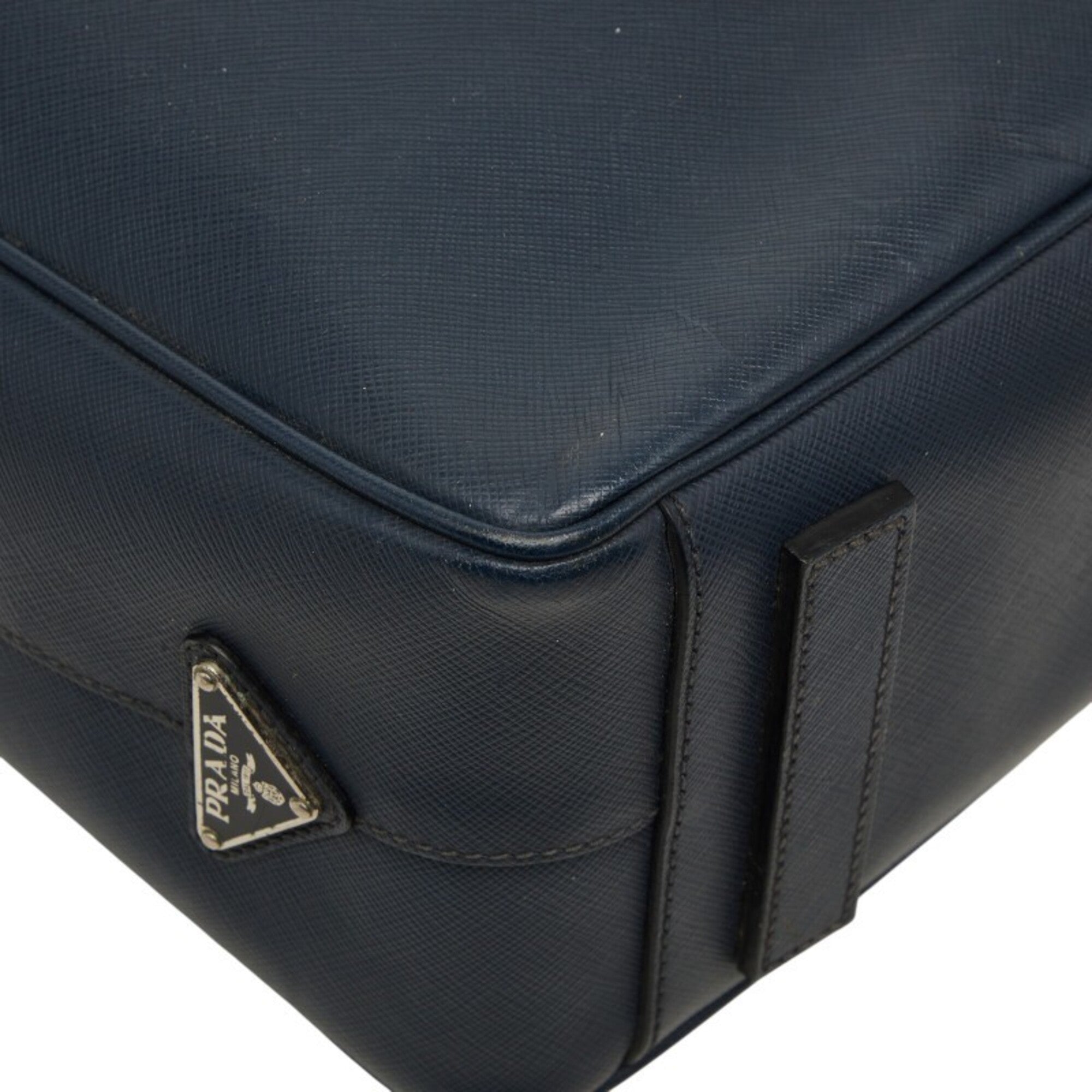 Prada Navy Leather Briefcase (Pre-Owned)
