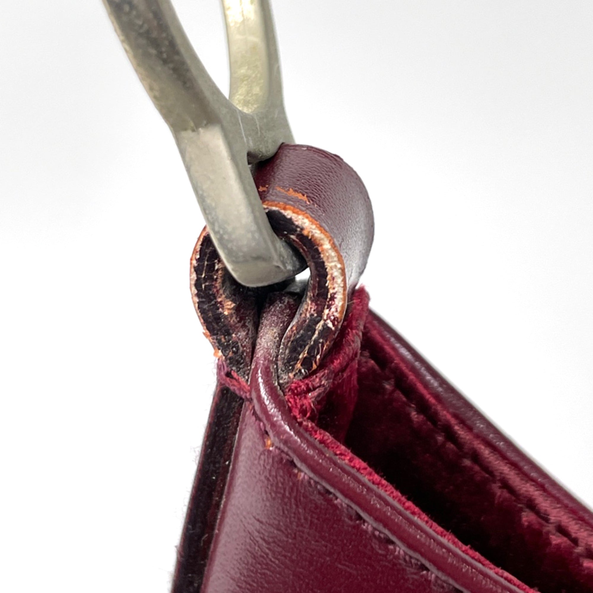 Prada Bordeaux Leather Shoulder Bag (Pre-Owned)