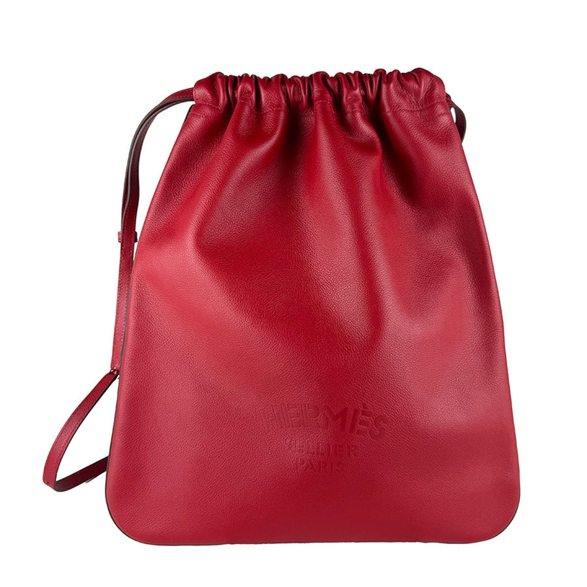 Hermes Red Color Leather Backpack Shoulder Bag (Pre-Owned)
