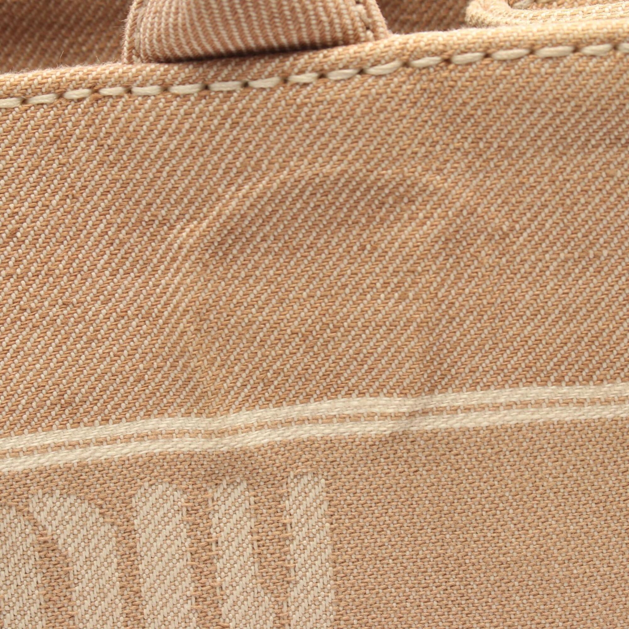 Miu Miu Beige Ivory Canvas Handbag Tote Bag (Pre-Owned)