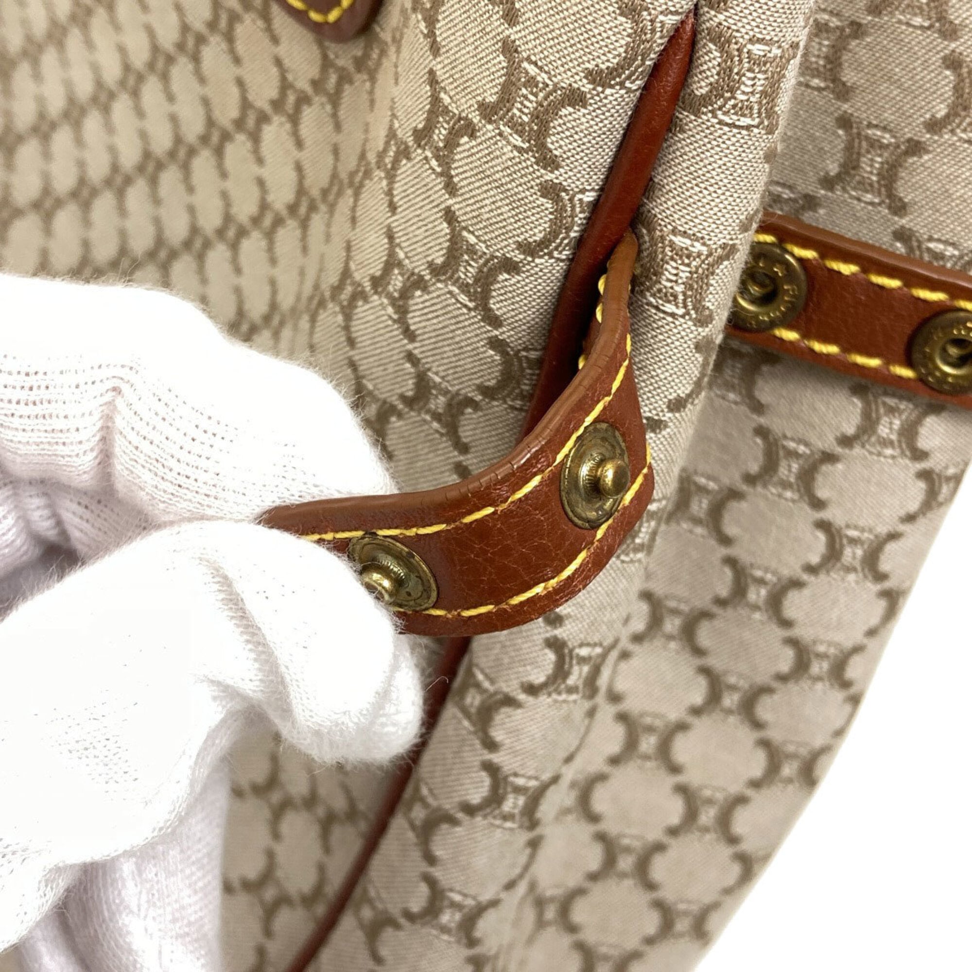 Celine Macadam Brown Canvas Handbag (Pre-Owned)