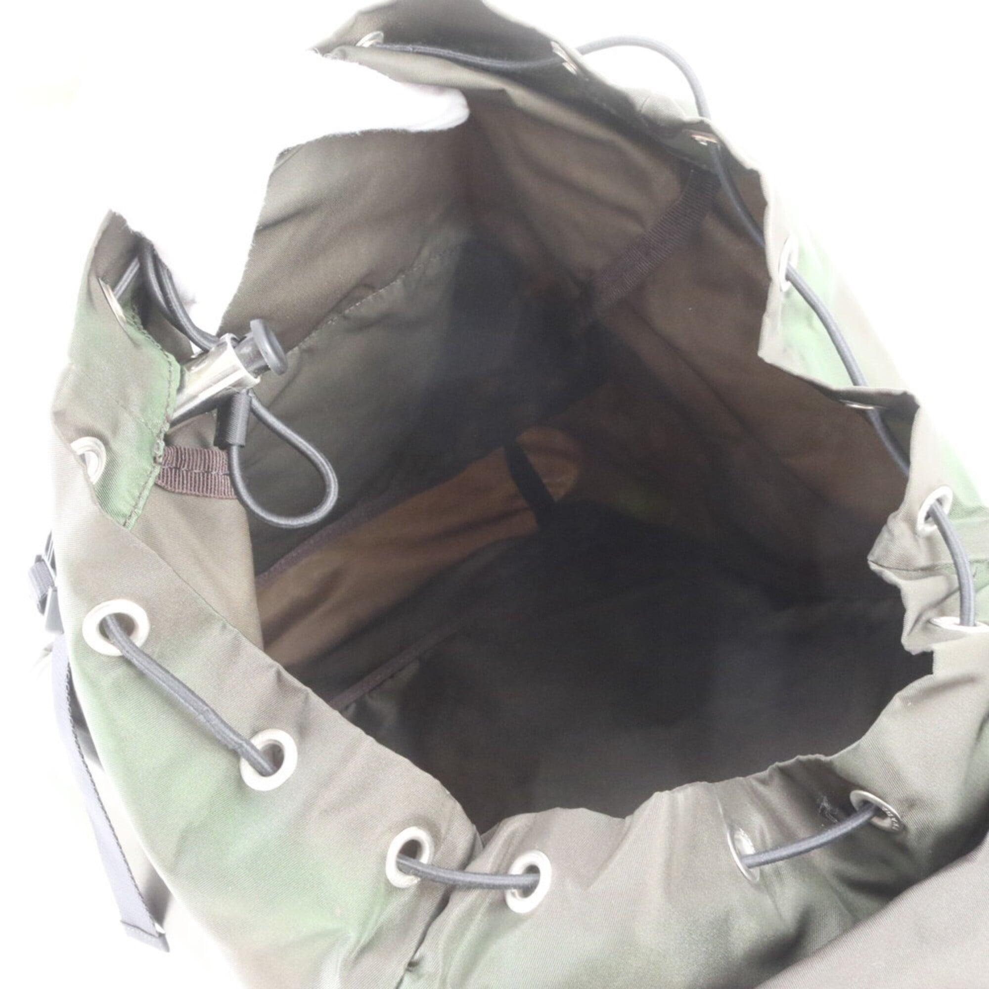 Prada Black Green Khaki Nylon Leather Backpack Handbag (Pre-Owned)