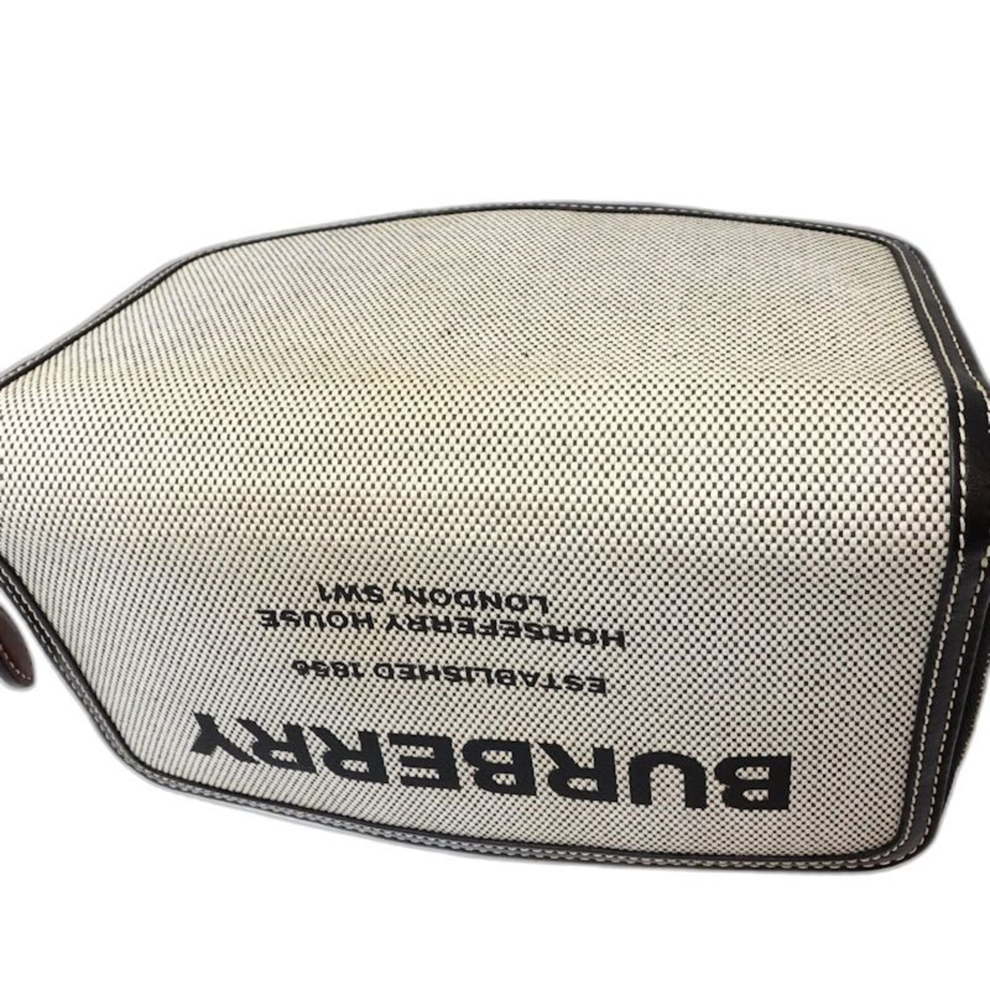 Burberry Black White Canvas Leather Long Wallet (Bi-Fold) (Pre-Owned)
