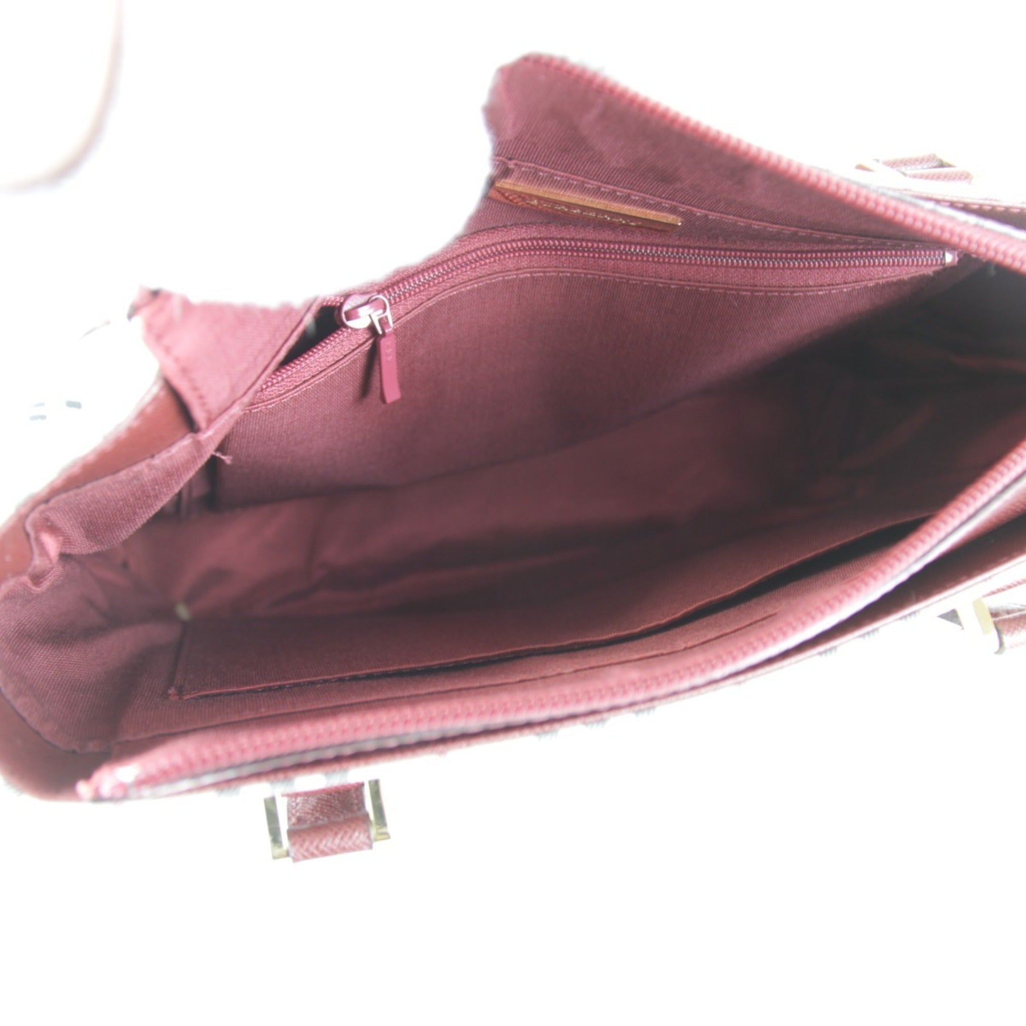 Burberry Red Color Canvas Leather Handbag (Pre-Owned)