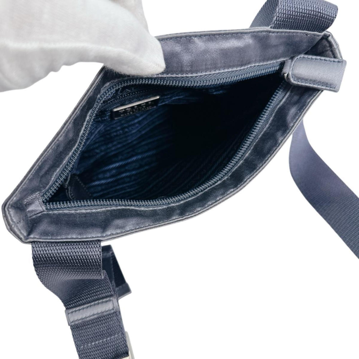 Prada Gray Satin Pochette Shoulder Bag (Pre-Owned)