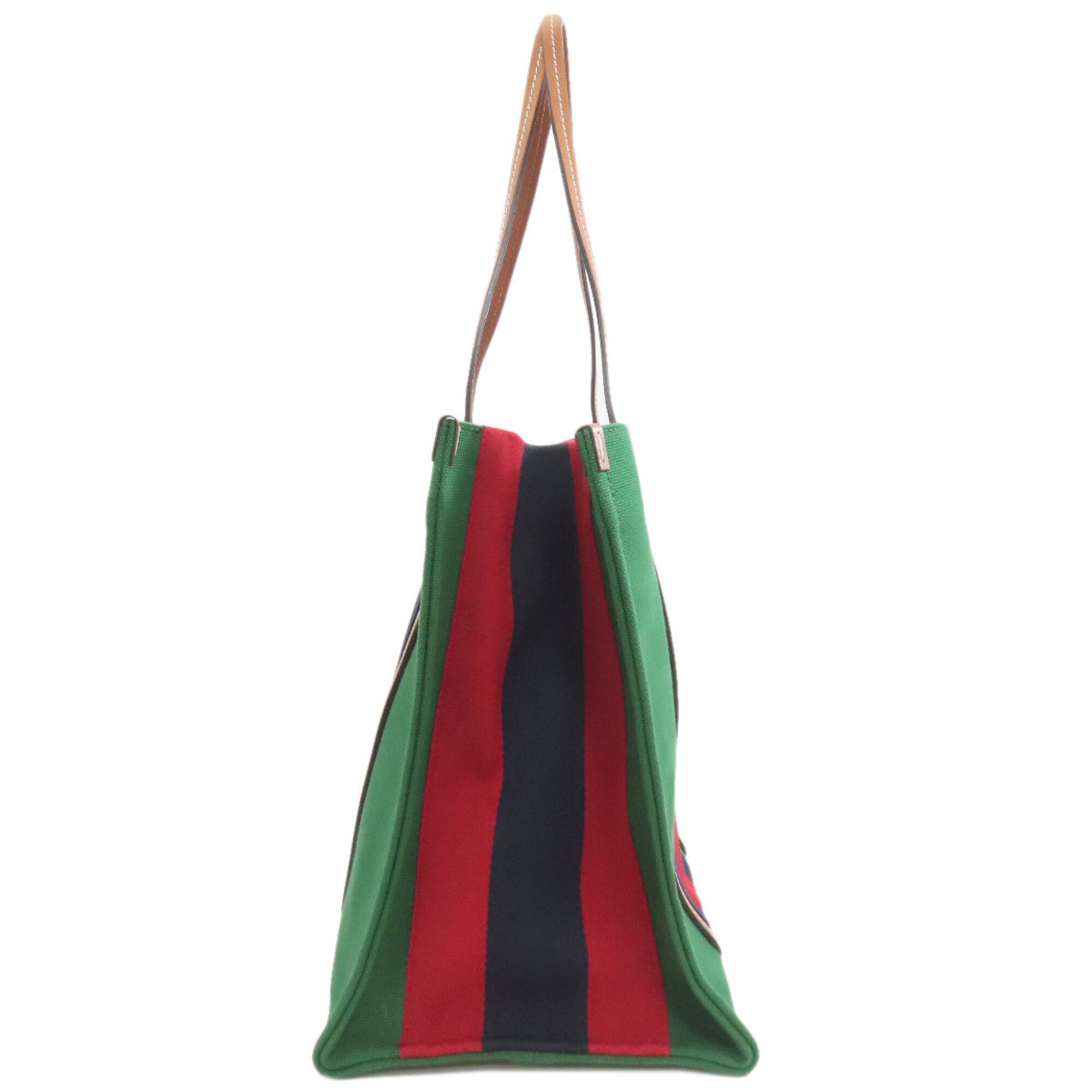 Gucci Brown Green Red Color Canvas Tote Bag (Pre-Owned)