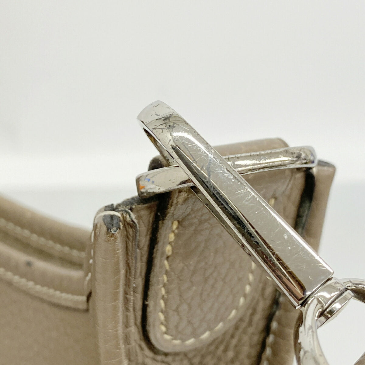 Hermes Etoupe Gray Taurillon Clemence Leather Shoulder Bag (Pre-Owned)