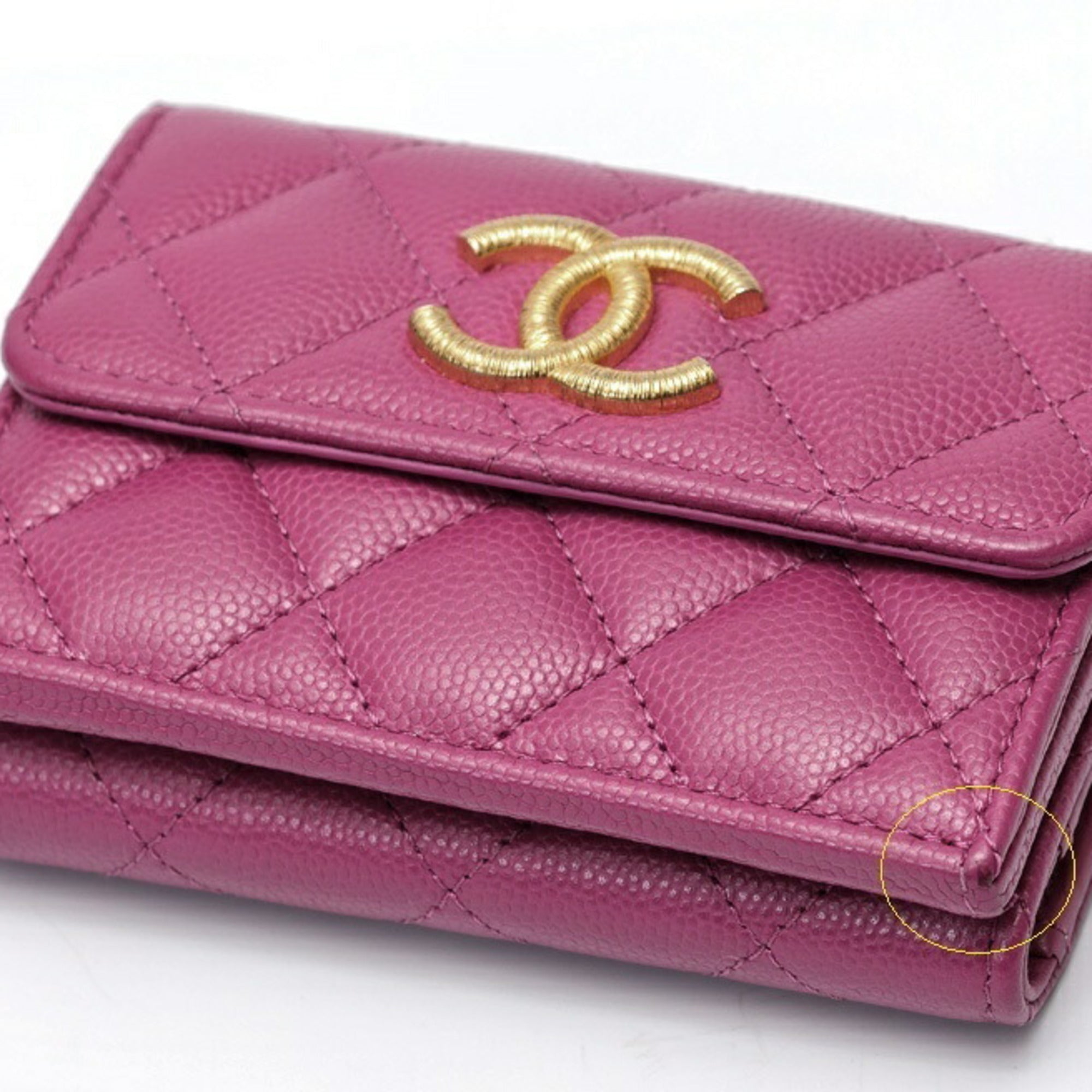 Chanel Purple Grained Calfskin Wallet (Tri-Fold) (Pre-Owned)