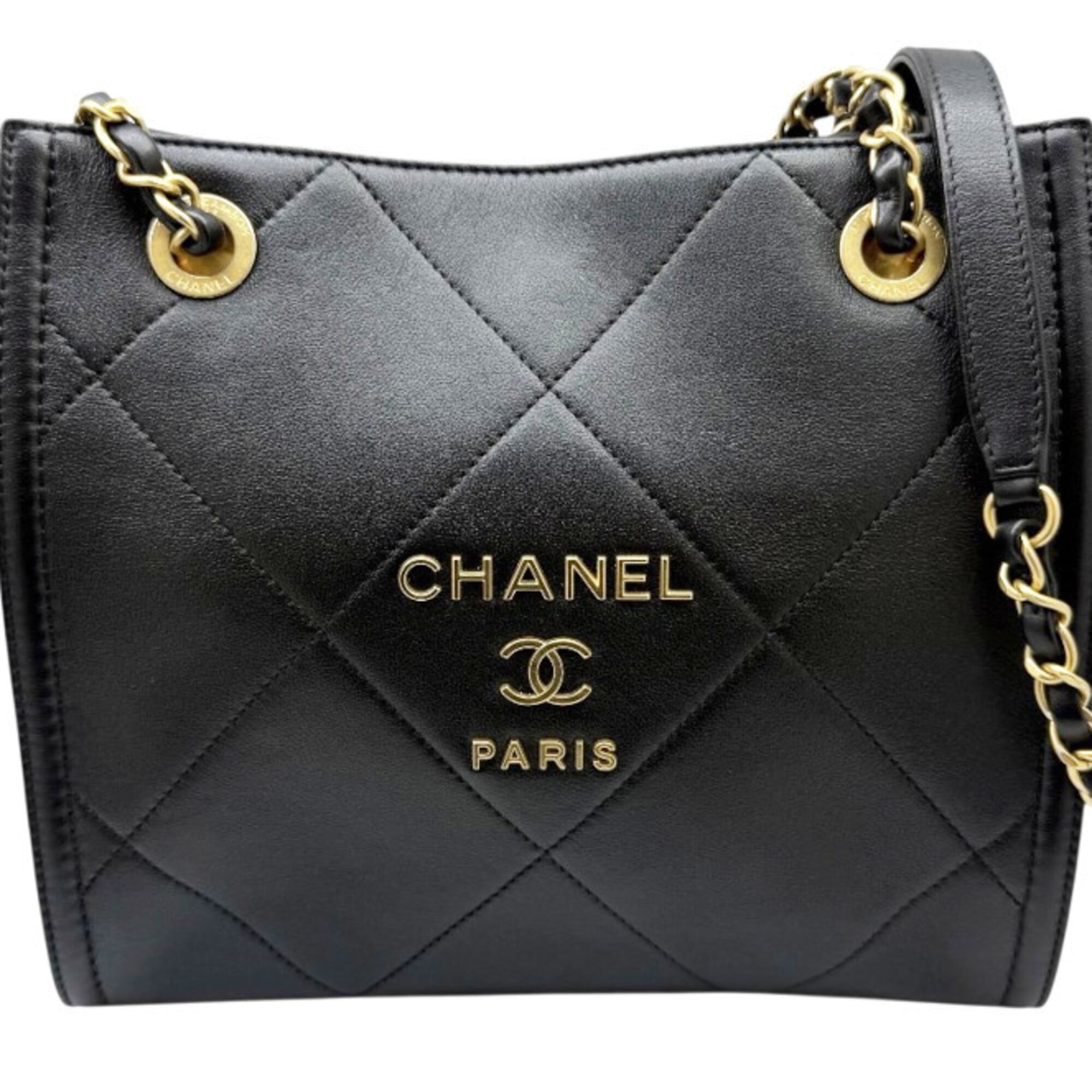Chanel Black Leather Shoulder Bag Tote Bag (Pre-Owned)
