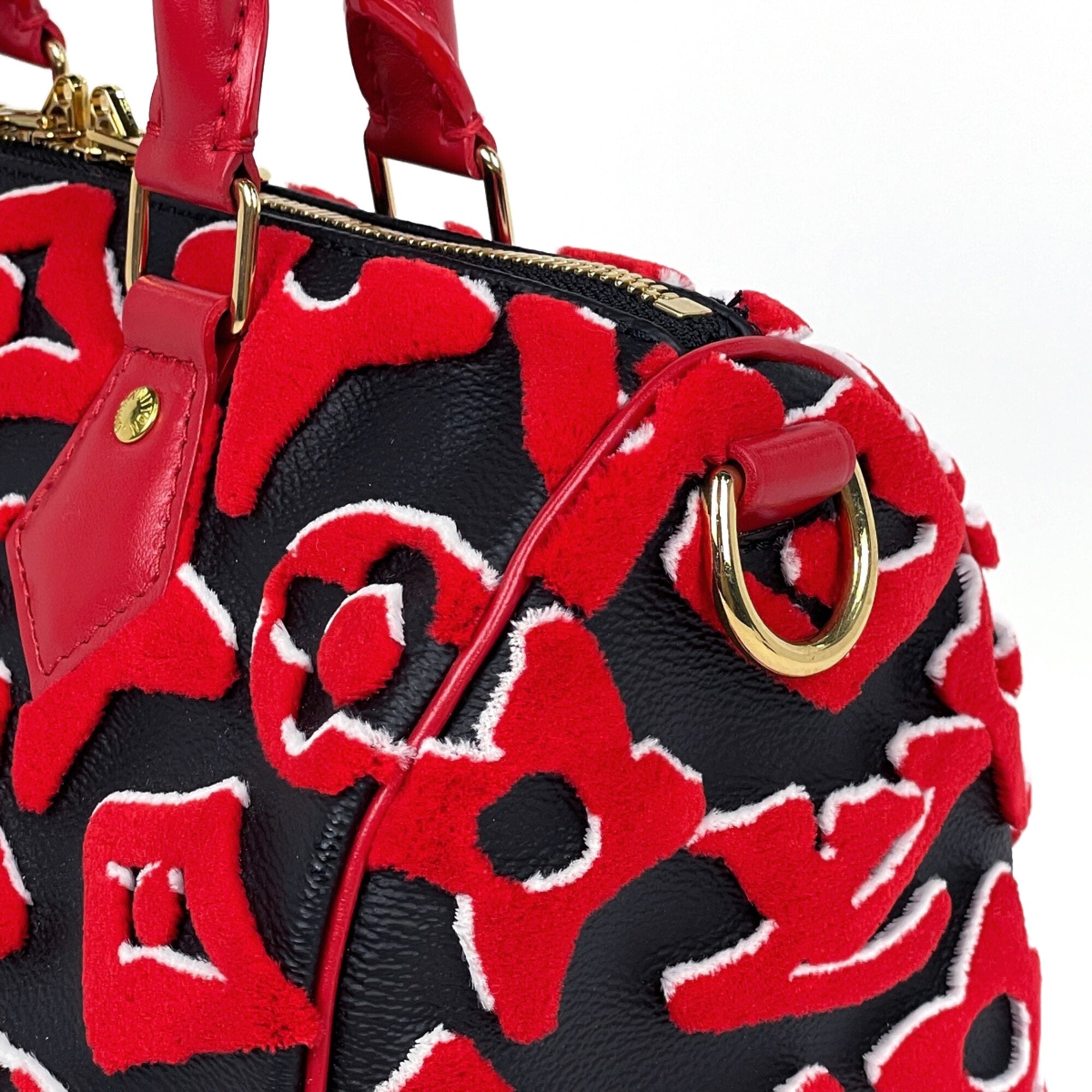 Louis Vuitton Black Red Color Monogram Handbag (Pre-Owned)