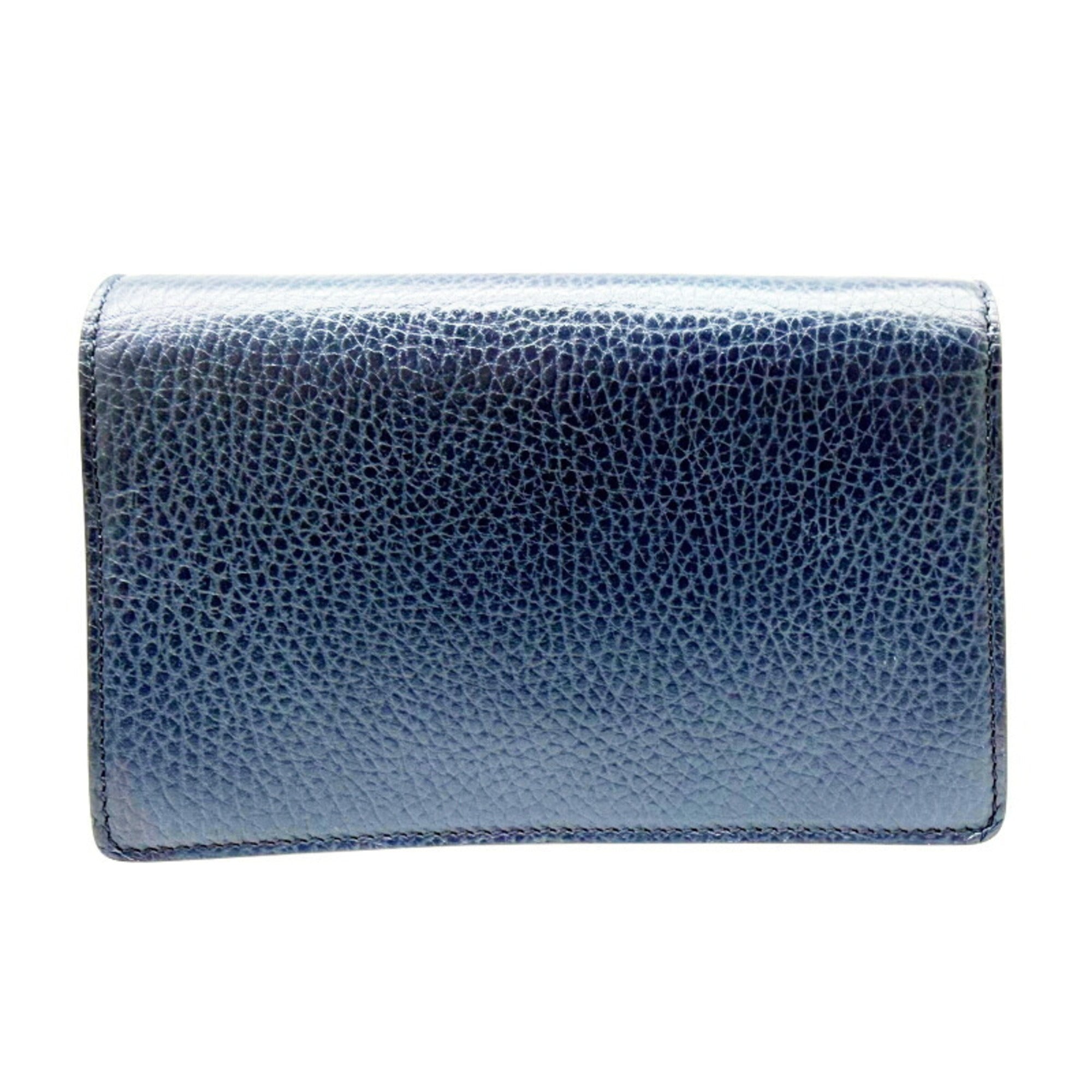 Gucci Blue Navy Leather Shoulder Bag (Pre-Owned)