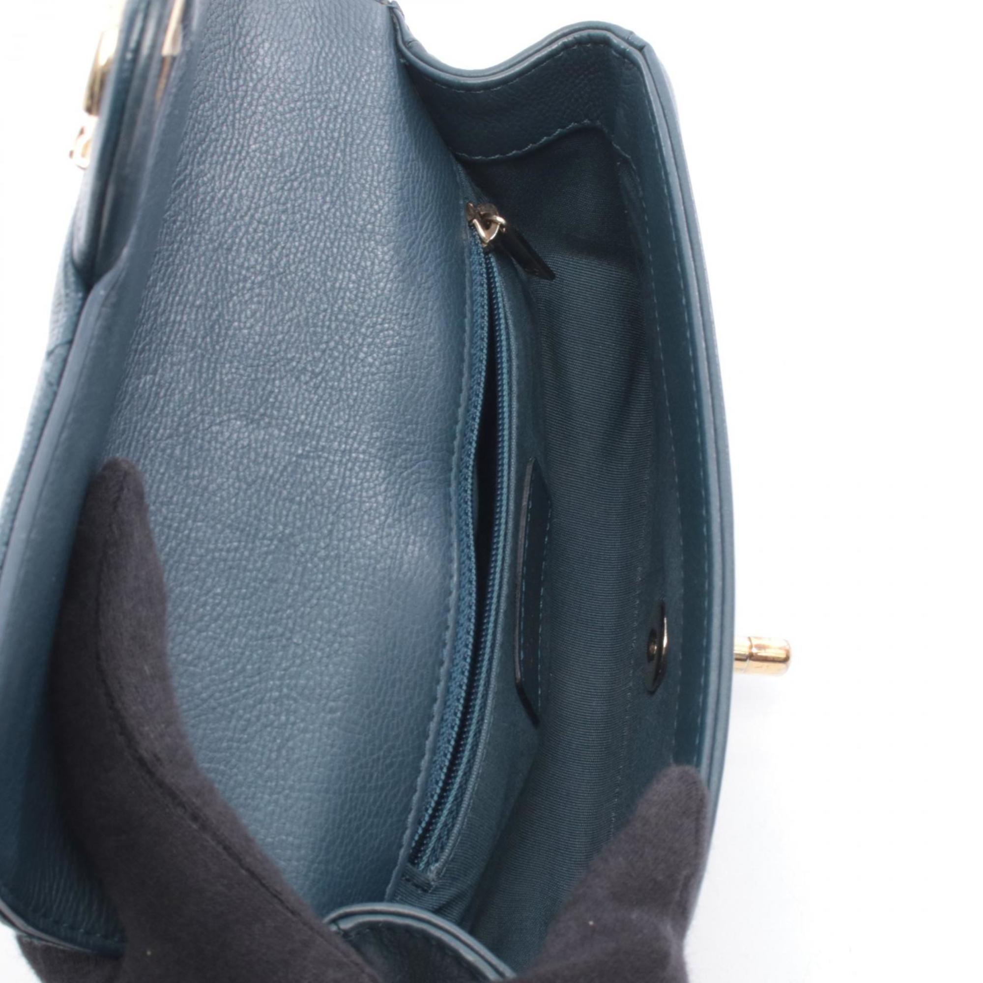Chanel Navy Leather Handbag Shoulder Bag (Pre-Owned)