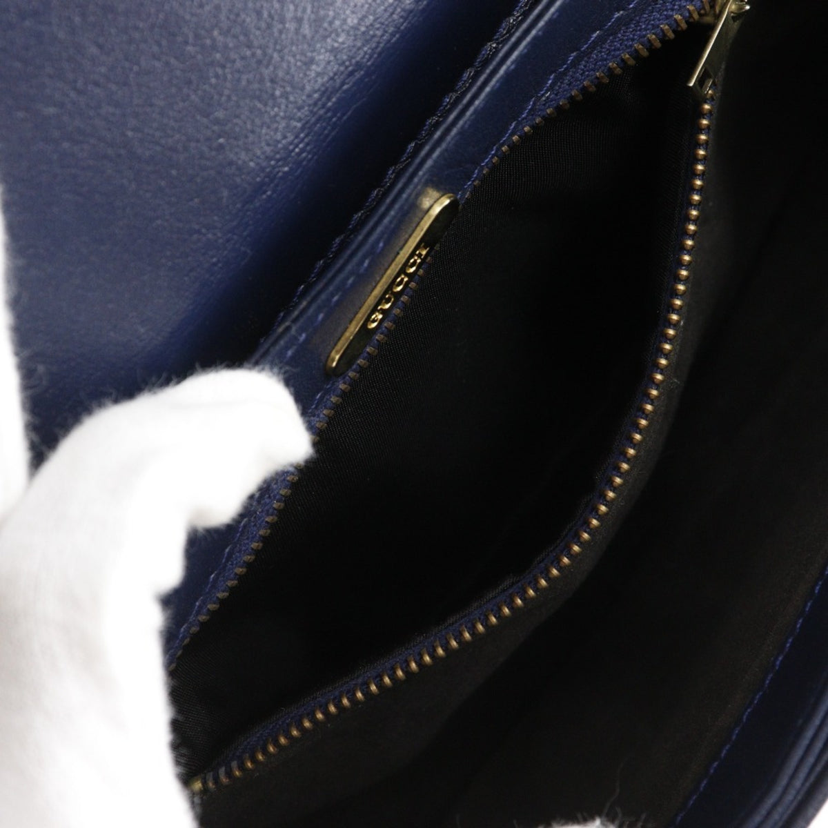 Gucci Navy Leather Shoulder Bag (Pre-Owned)