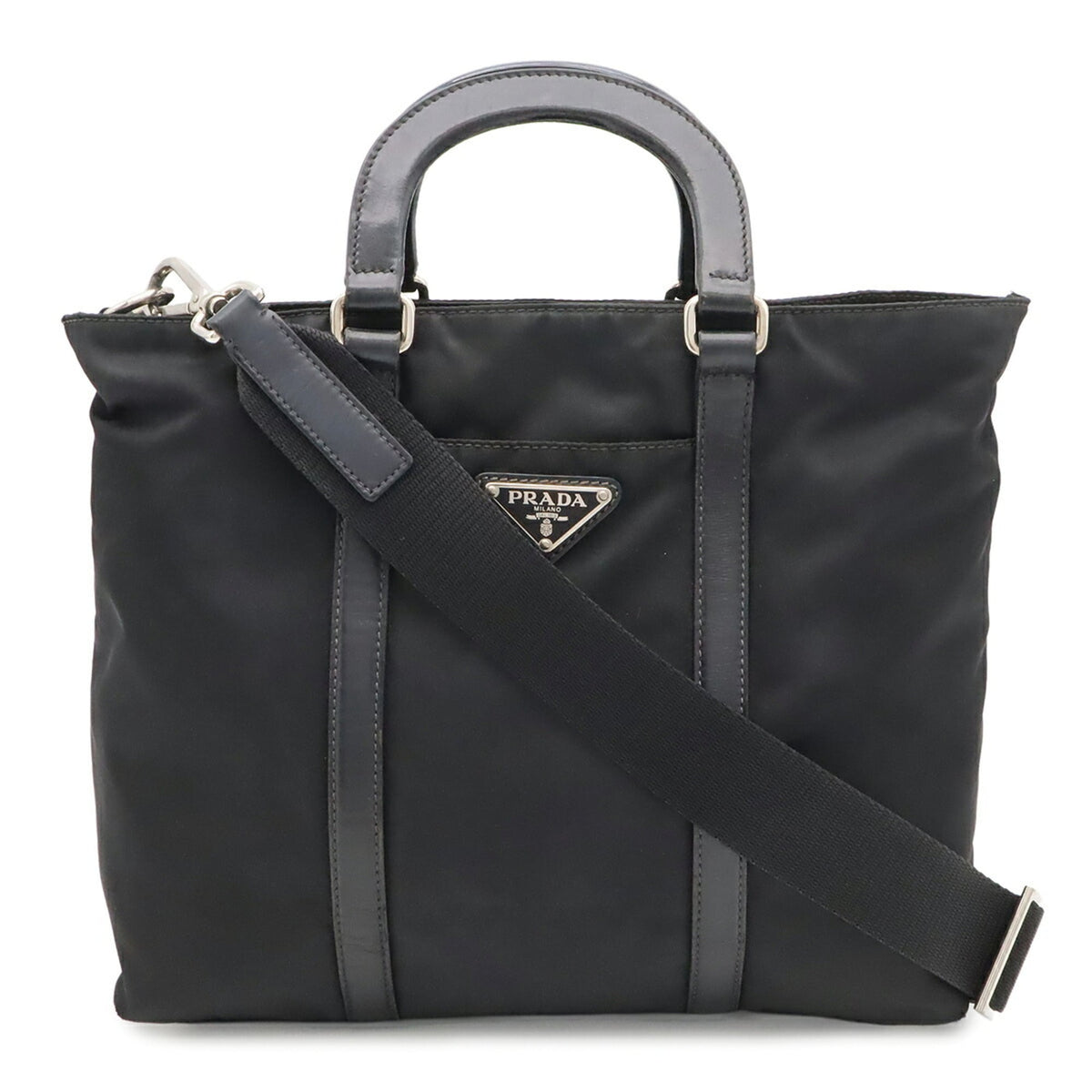 Prada Black Blue Nero Nylon Handbag Shoulder Bag Tote Bag (Pre-Owned)