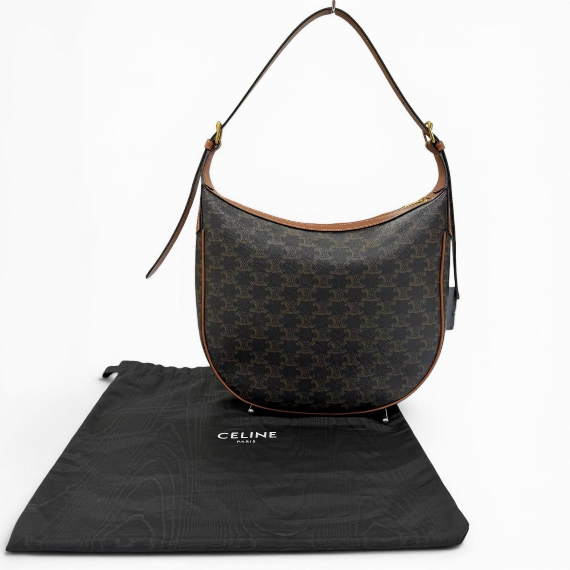 Celine Brown Canvas Handbag Shoulder Bag (Pre-Owned)