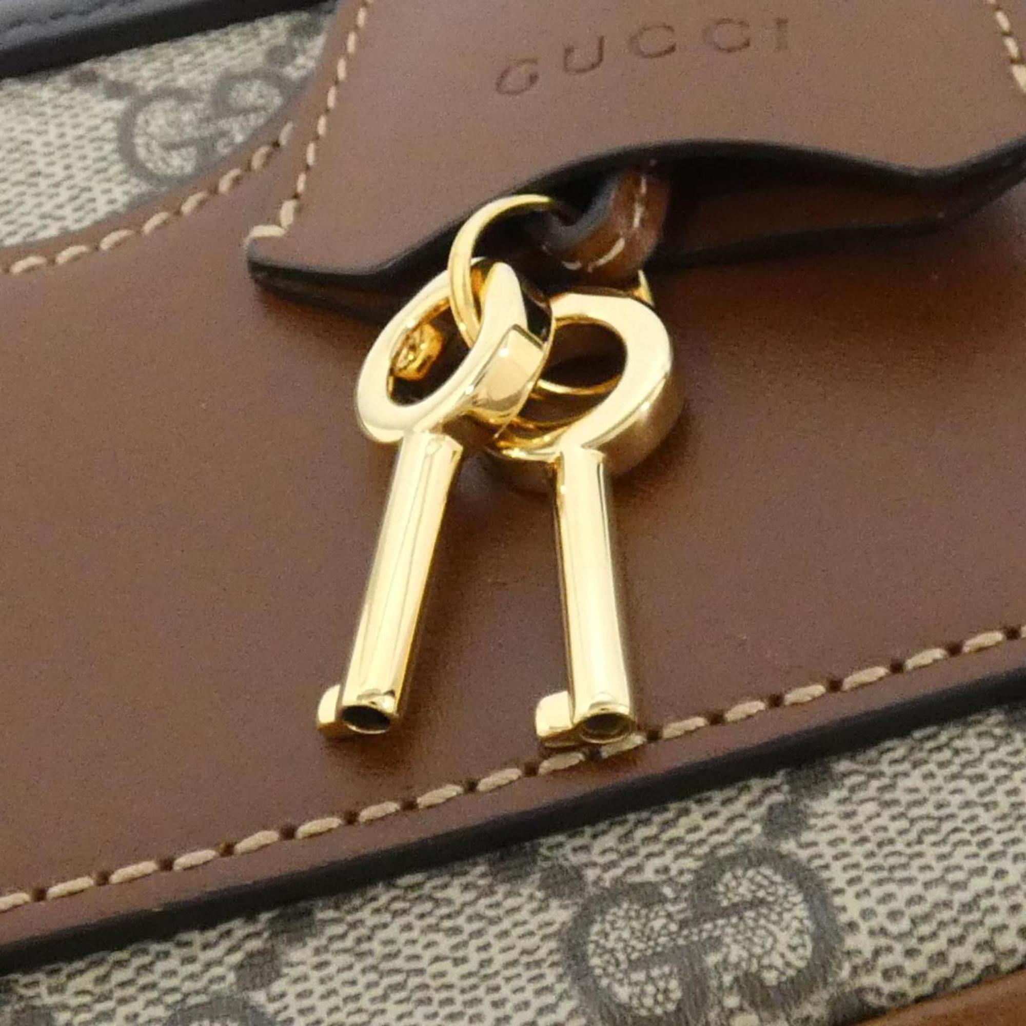 Gucci Beige Black Brown Gg Supreme Shoulder Bag (Pre-Owned)
