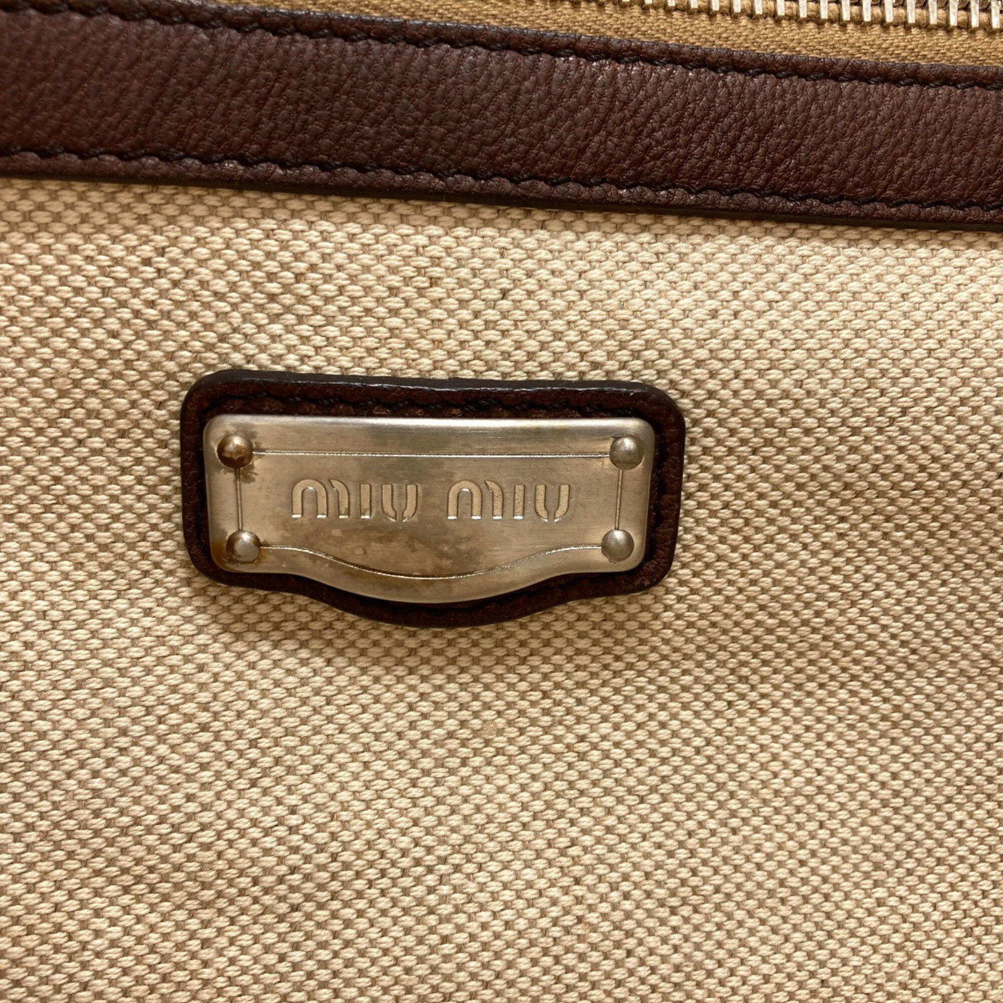Miu Miu Beige Canvas Tote Bag (Pre-Owned)
