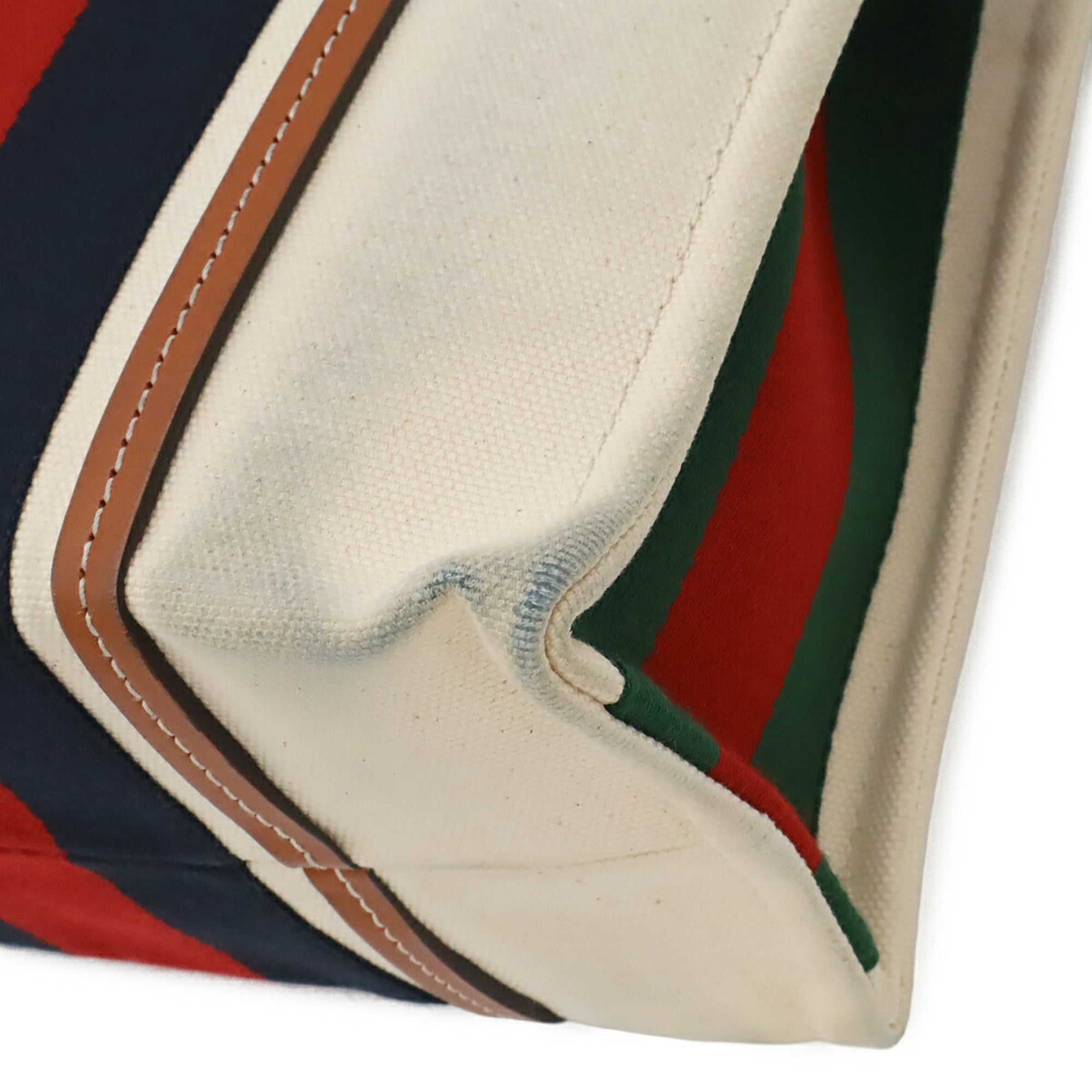 Gucci Brown Green Navy Red Color Canvas Shoulder Bag Tote Bag (Pre-Owned)