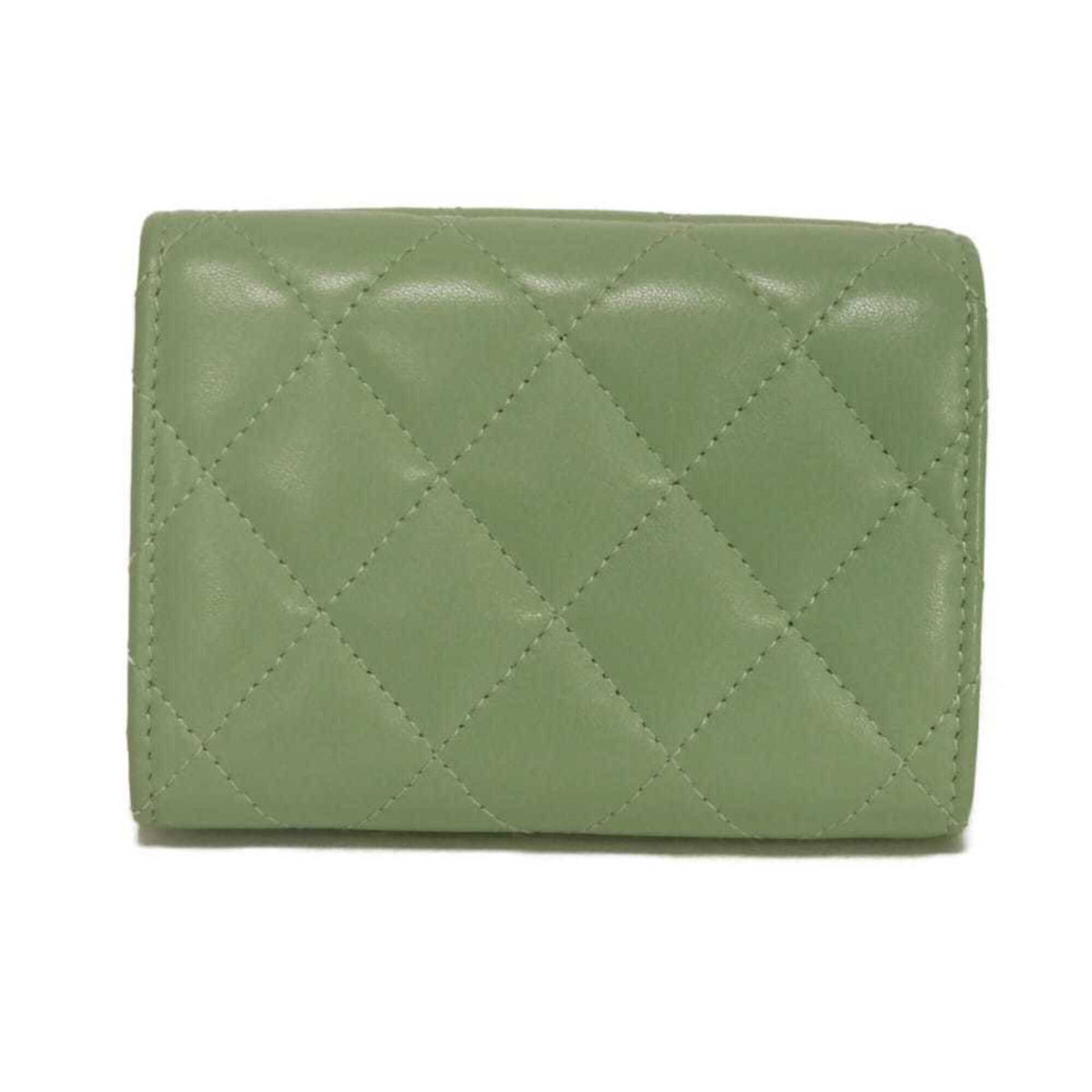Chanel Light Green Rhinestone Wallet (Tri-Fold) (Pre-Owned)