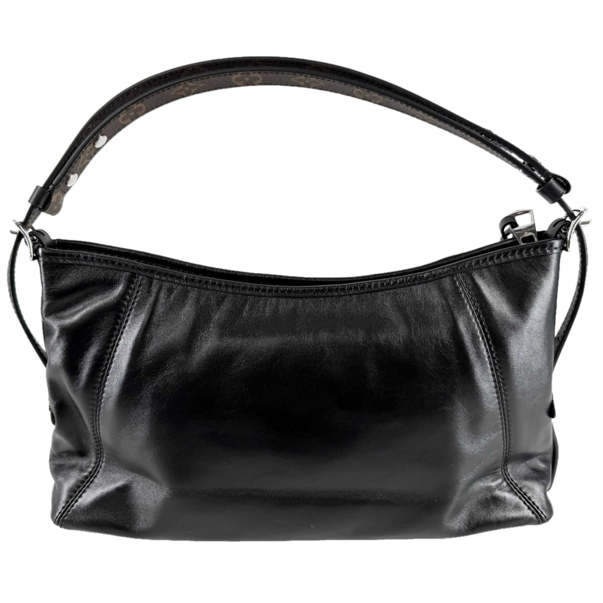 Louis Vuitton Black Monogram Or White Leather Handbag Shoulder Bag (Pre-Owned)
