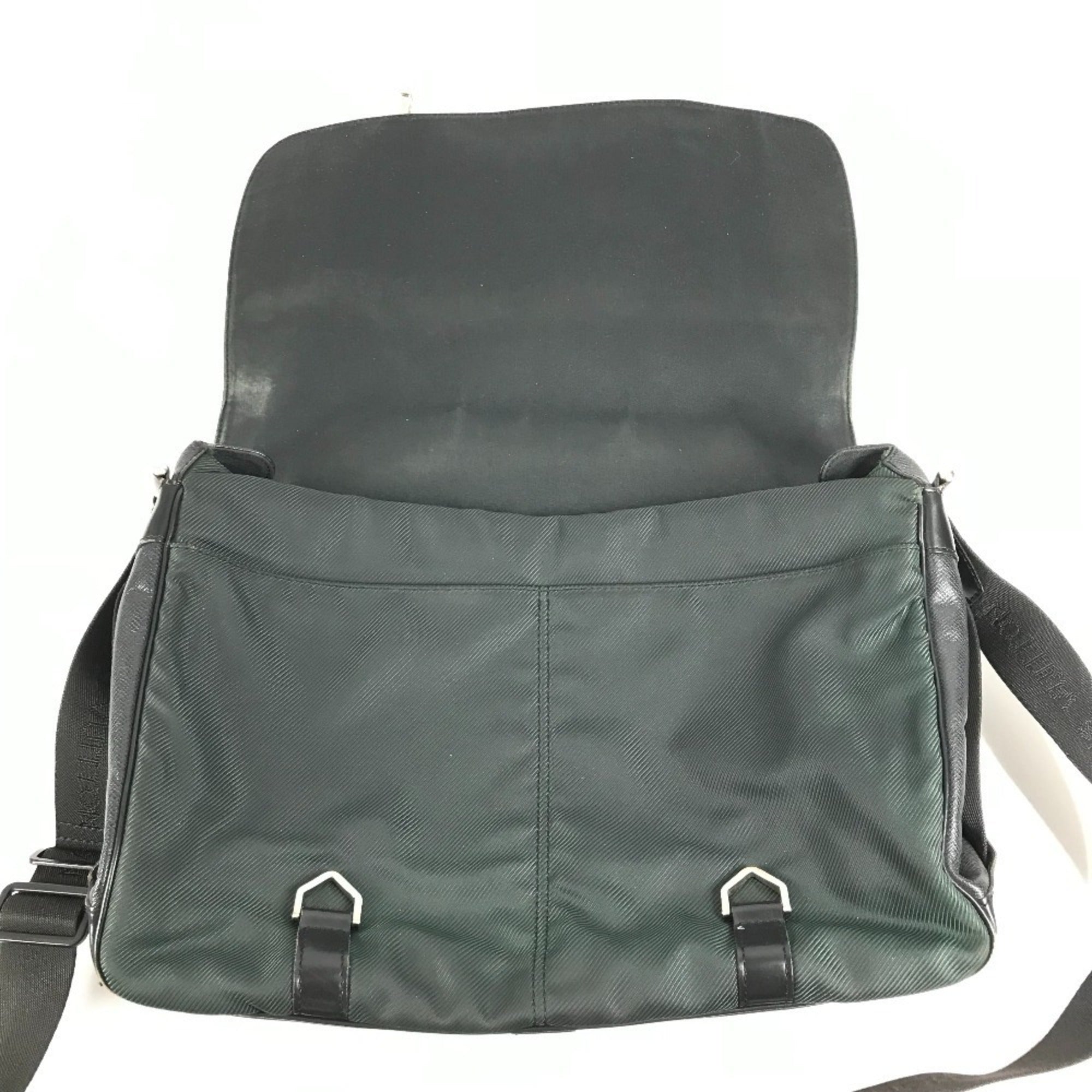 Louis Vuitton Taiga Ardoise Black Khaki Taiga Leather Nylon Messenger Bag Shoulder Bag (Pre-Owned)