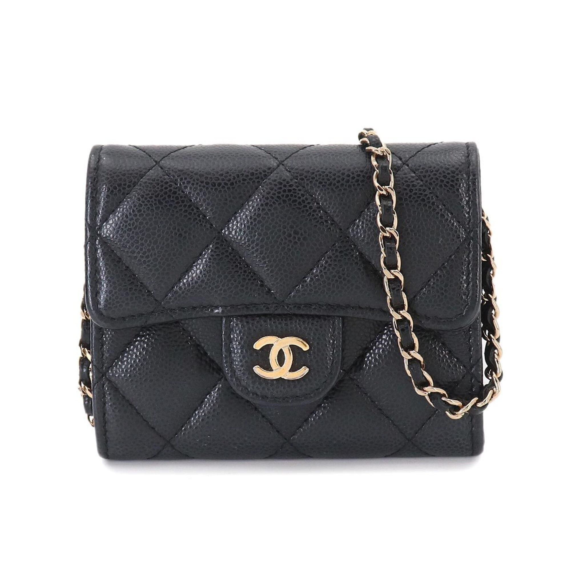 Chanel Matelasse Black Grained Calfskin Coin Purse/Coin Case (Pre-Owned)