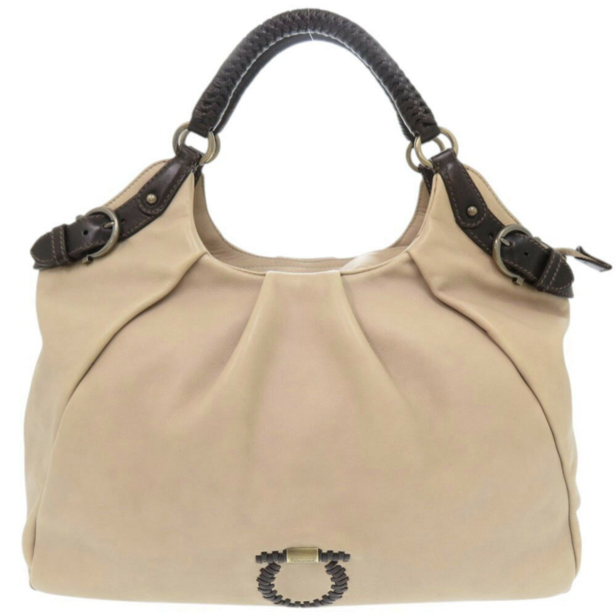 Salvatore Ferragamo Beige Leather Handbag (Pre-Owned)