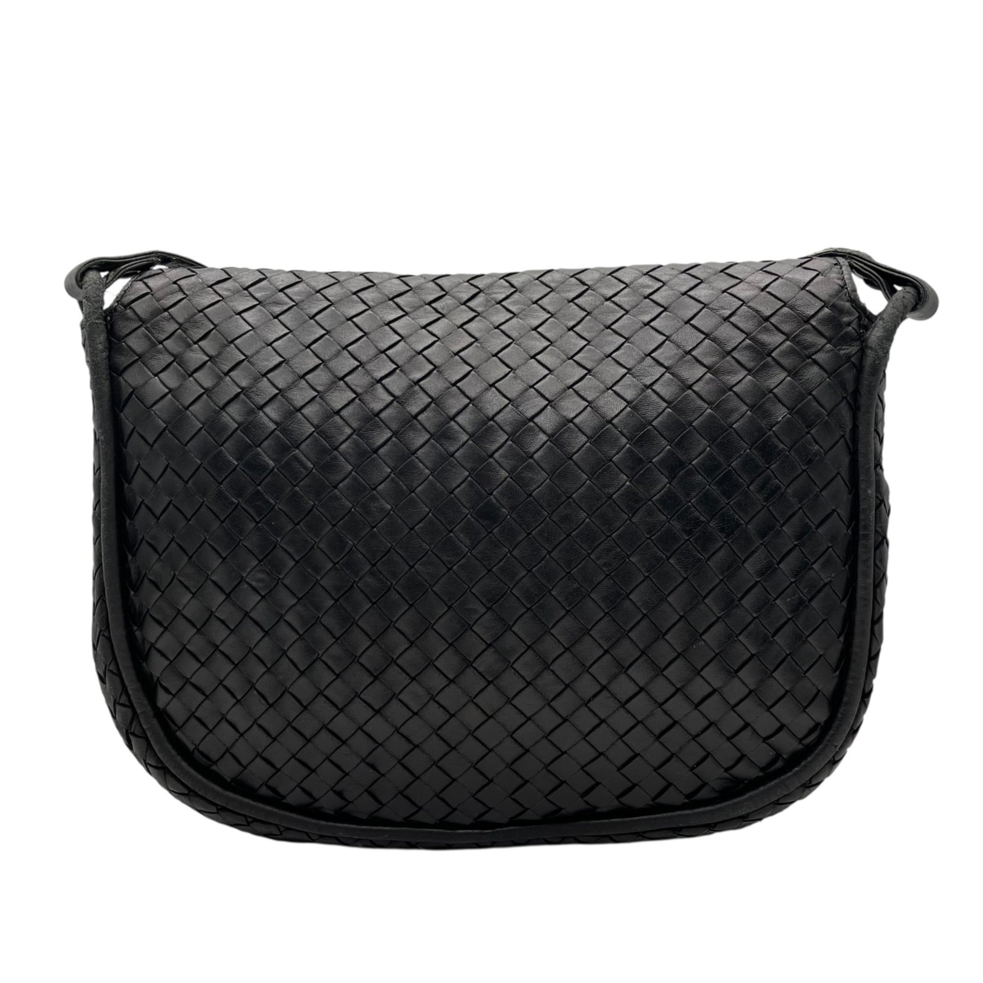 Bottega Veneta Black Intrecciato Shoulder Bag (Pre-Owned)