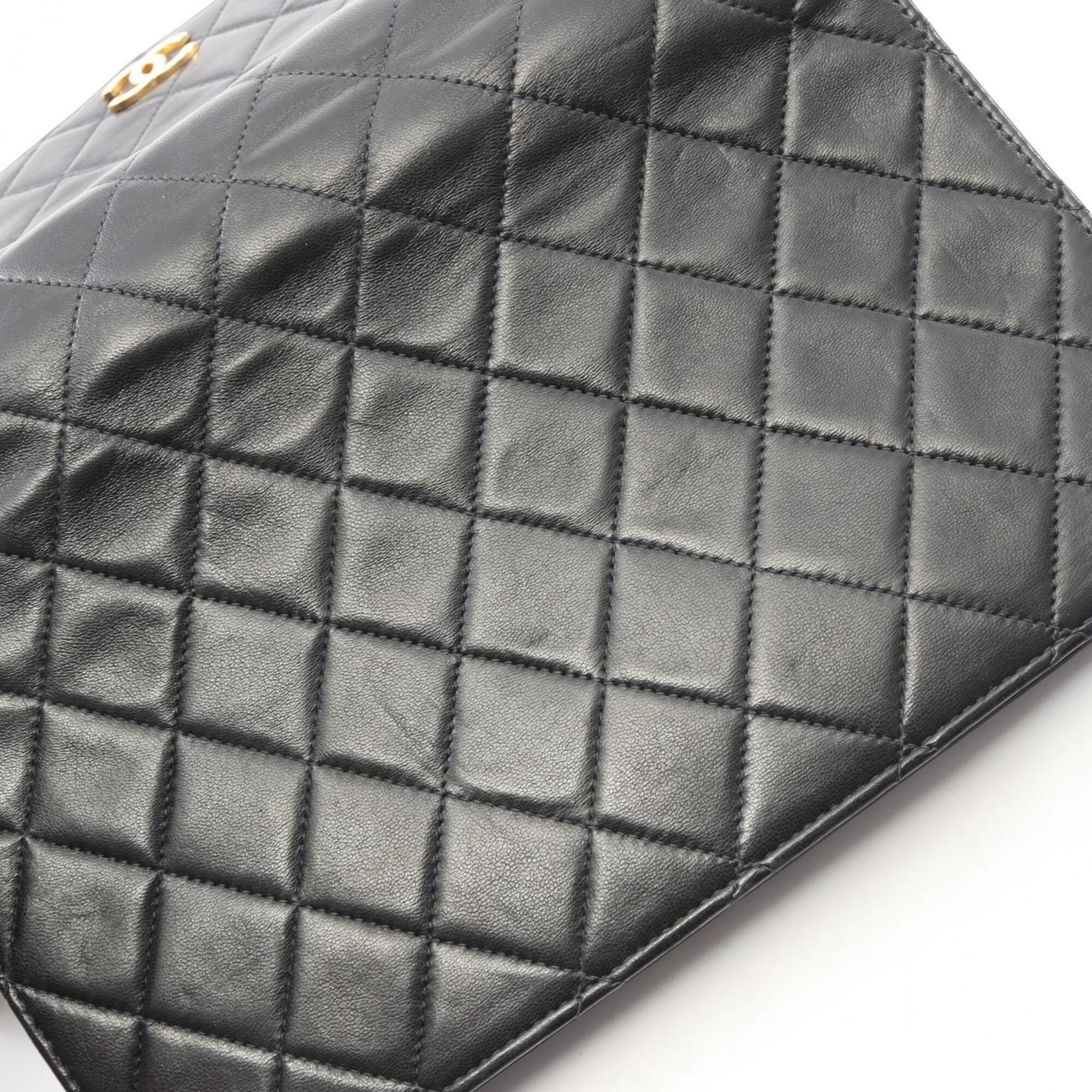 Chanel Matelasse Black Leather Handbag Shoulder Bag (Pre-Owned)