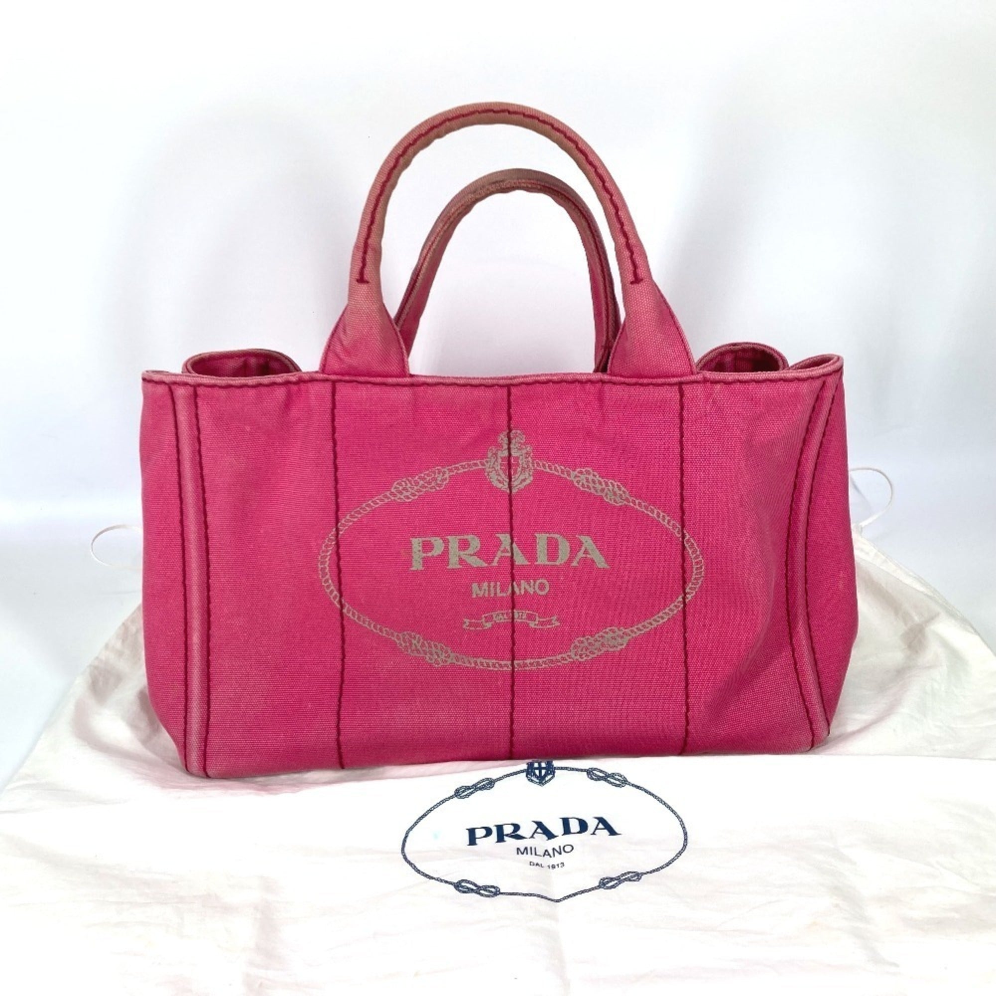 Prada Pink Canvas Handbag Tote Bag (Pre-Owned)