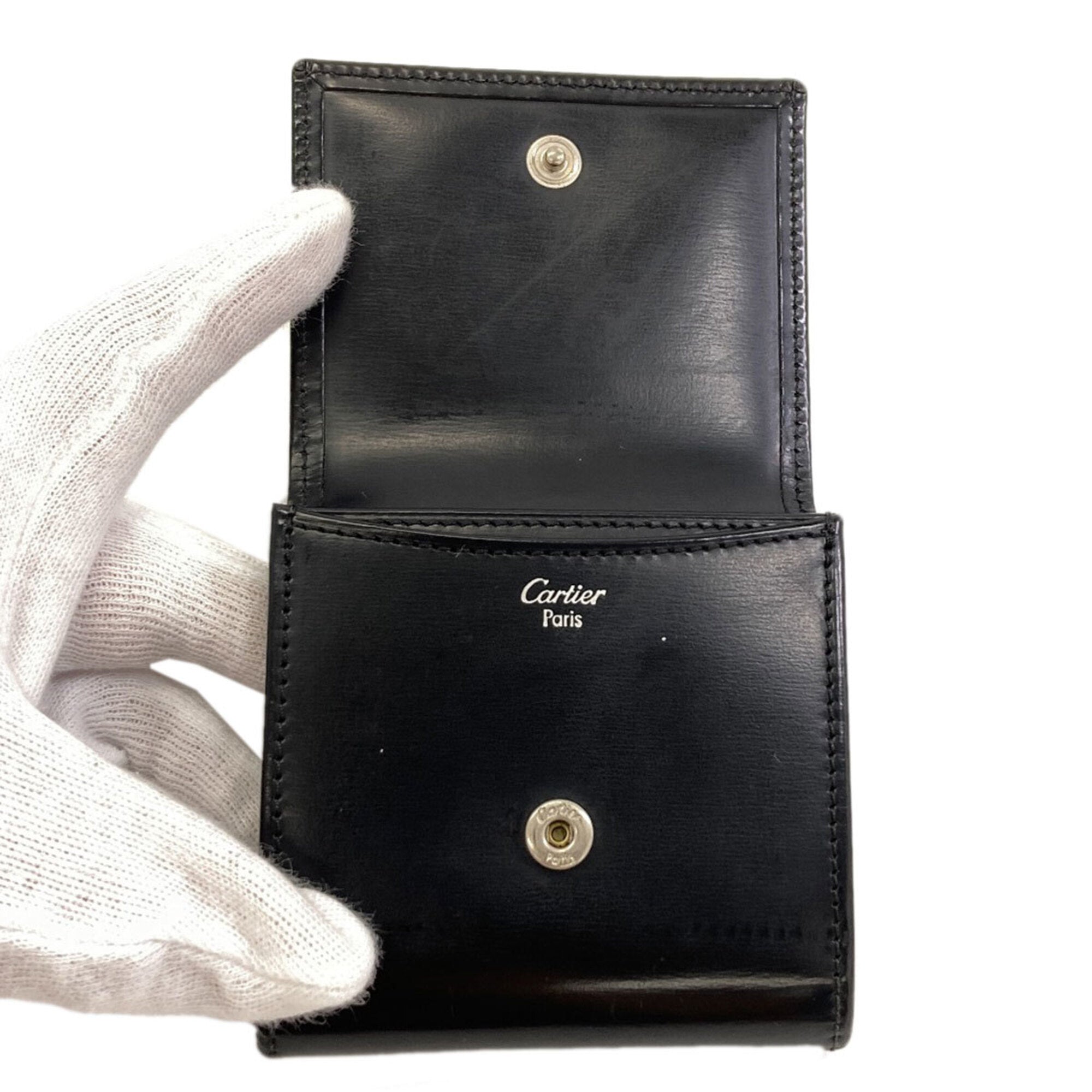 Cartier Black Leather Coin Purse/Coin Case (Pre-Owned)