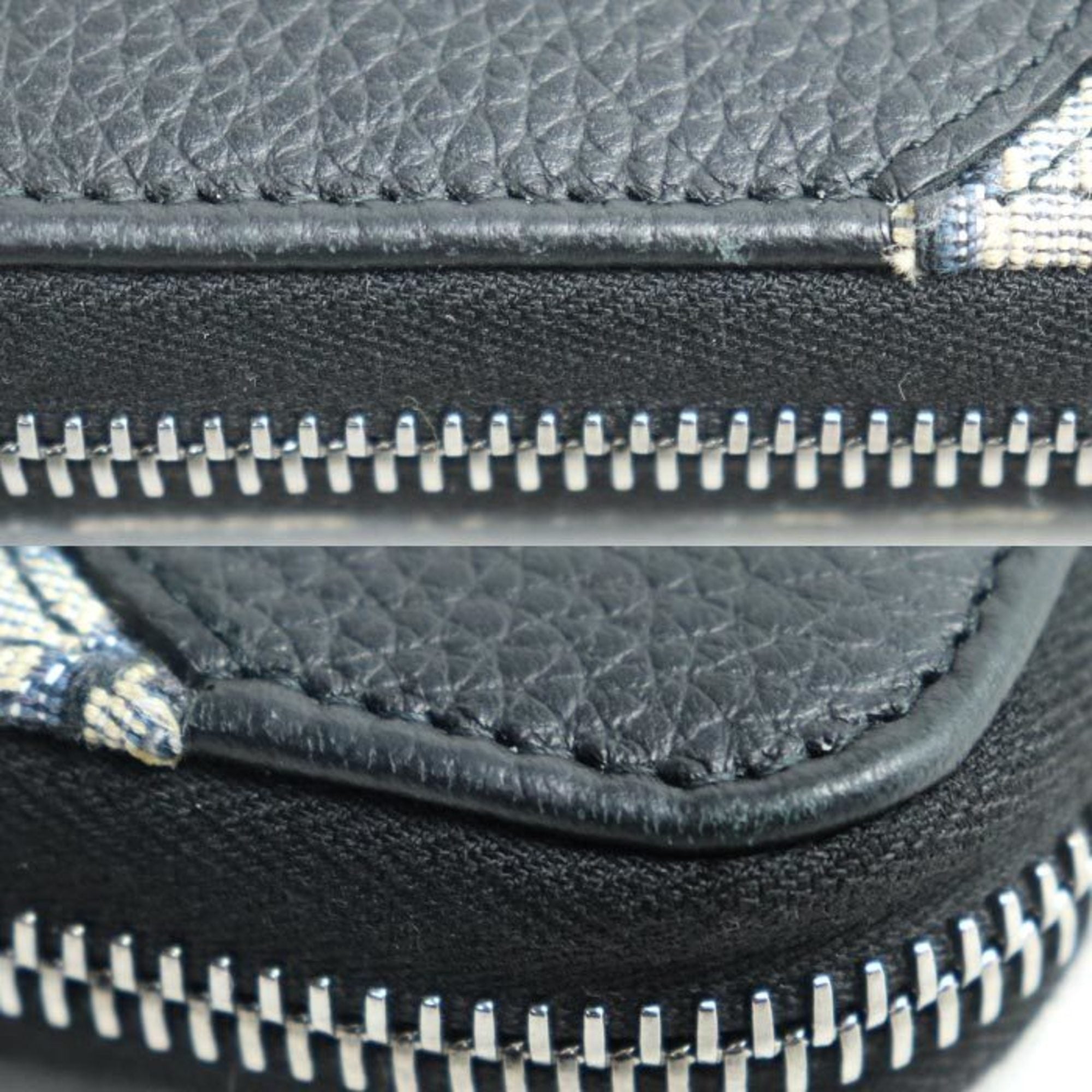Christian Dior Navy Canvas Leather Long Wallet (Bi-Fold) (Pre-Owned)