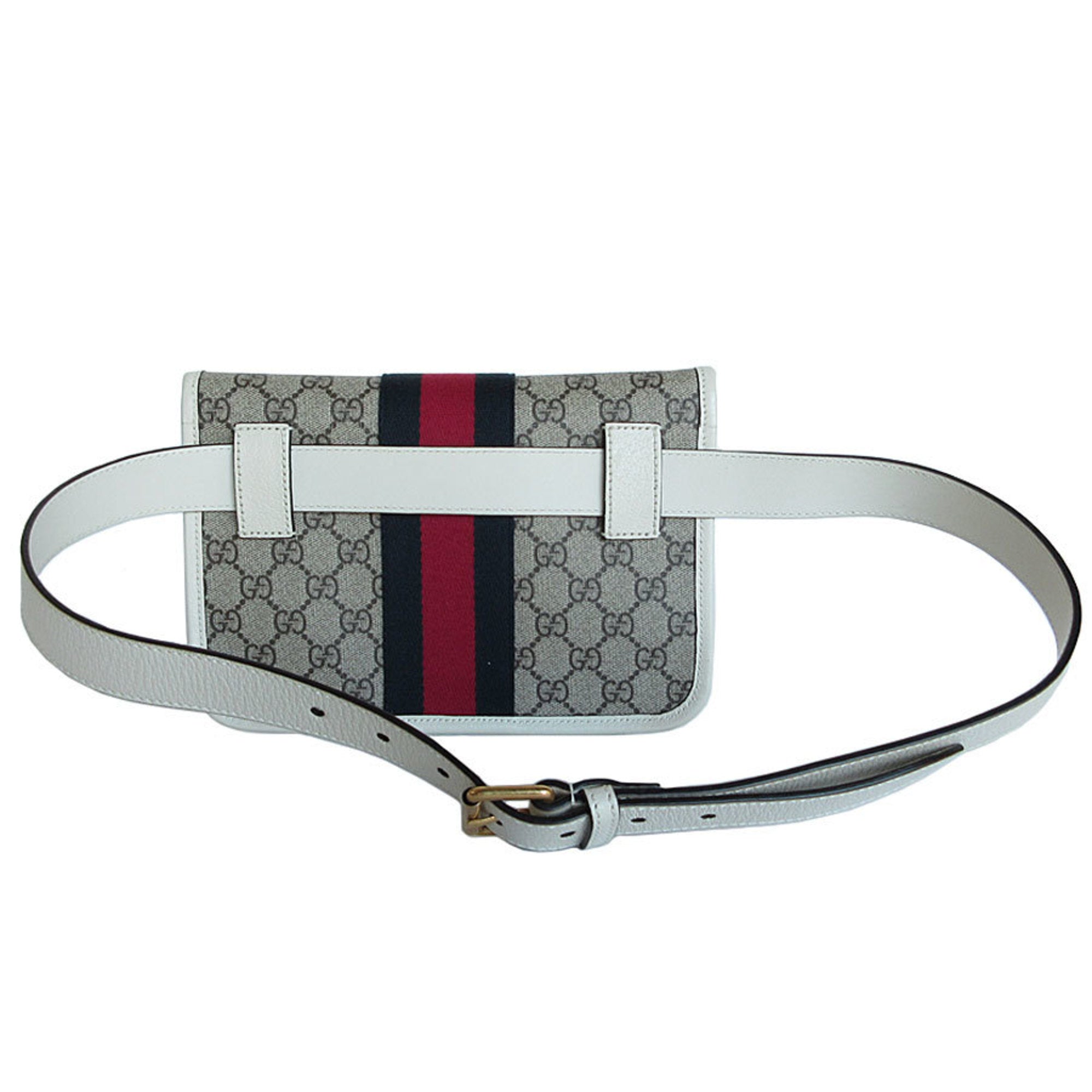 Gucci Beige Brown Off-White Gg Supreme Canvas Leather Fanny Pack (Pre-Owned)