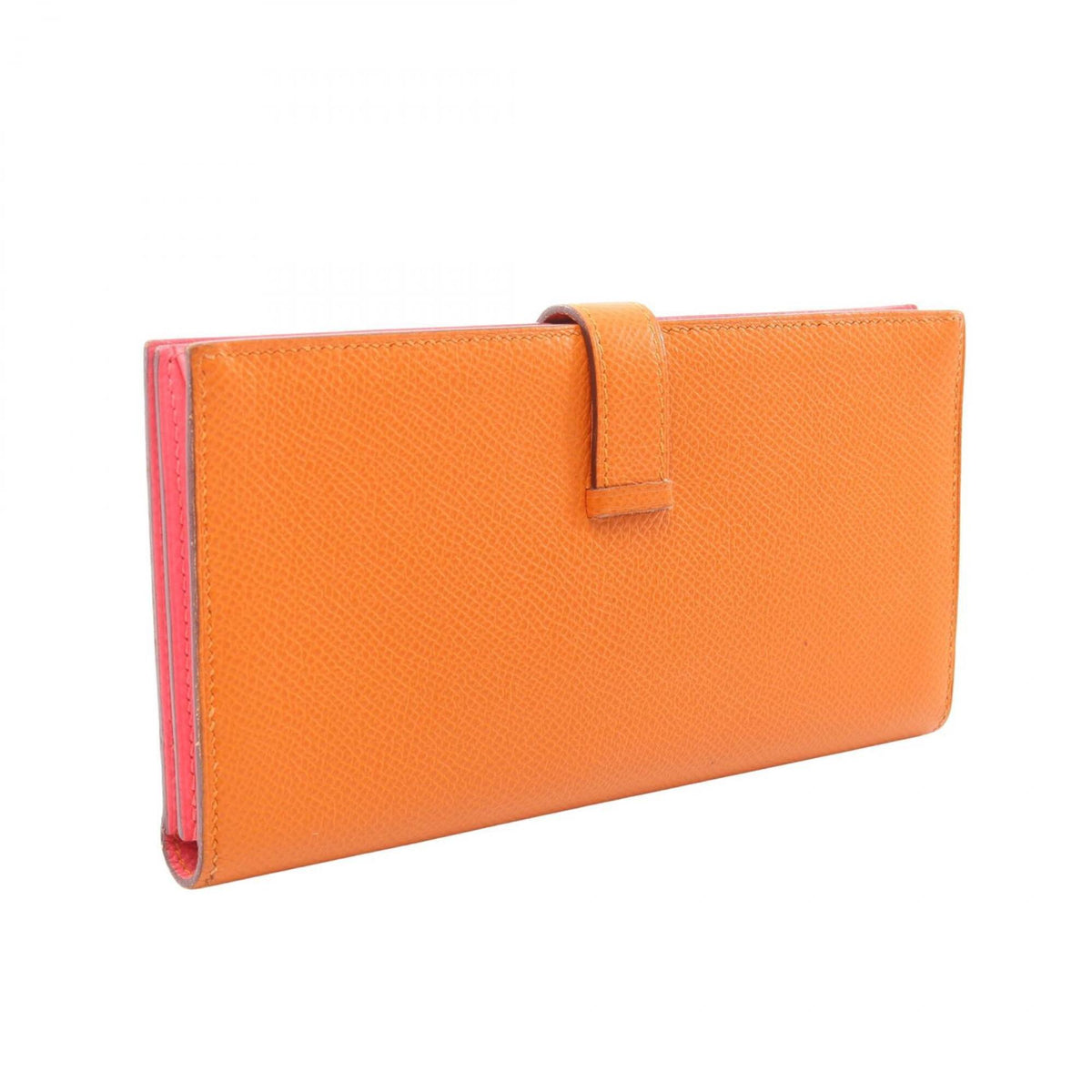 Hermes Orange Pink Epsom Leather Long Wallet (Bi-Fold) (Pre-Owned)