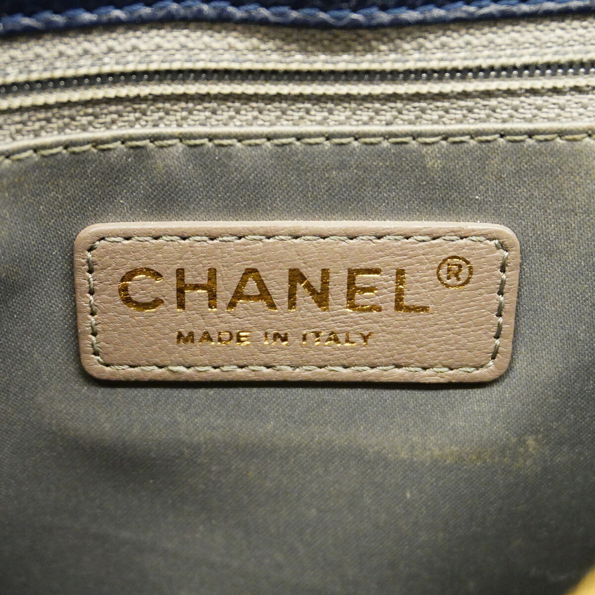 Chanel Navy Grained Calfskin Tote Bag (Pre-Owned)