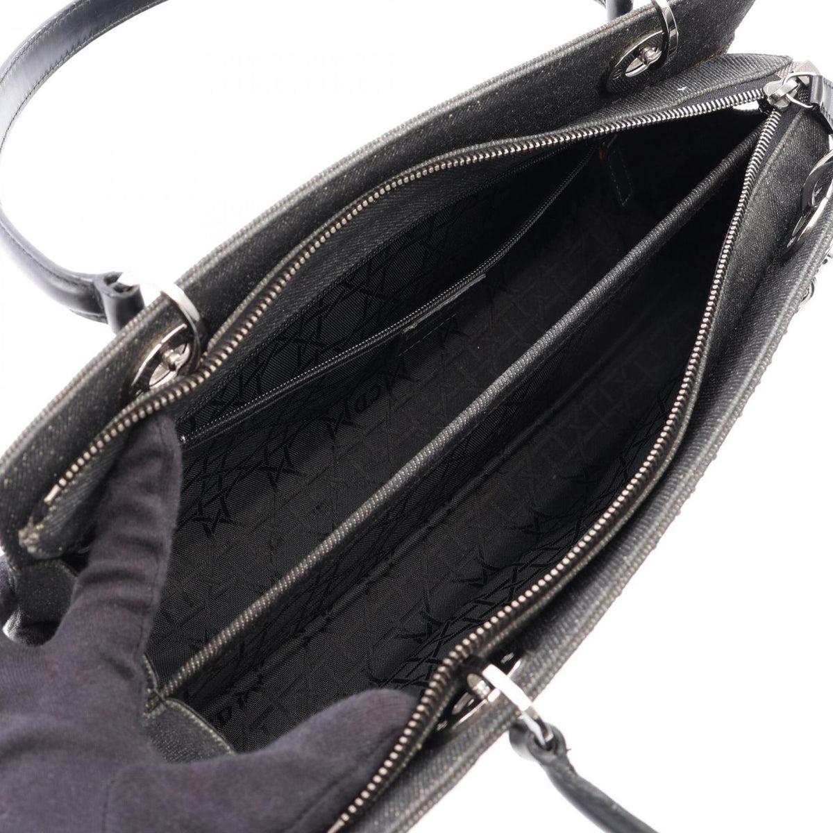 Christian Dior Black Denim Leather Handbag (Pre-Owned)