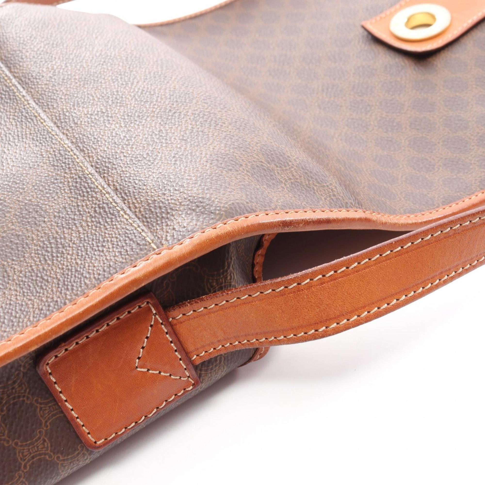 Celine Brown Coated Canvas Leather Shoulder Bag (Pre-Owned)
