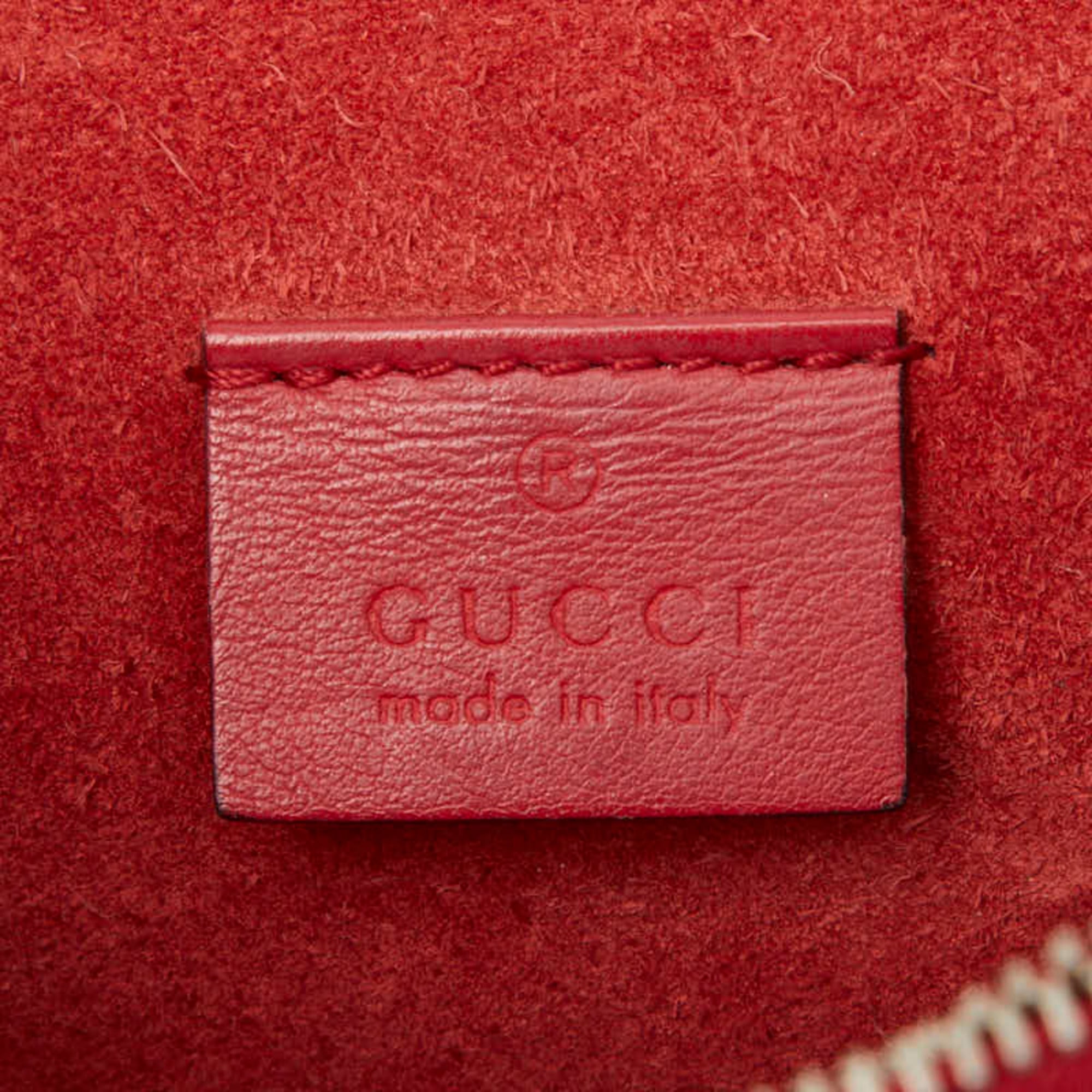 Gucci Beige Red Color Pvc Suede Shoulder Bag (Pre-Owned)