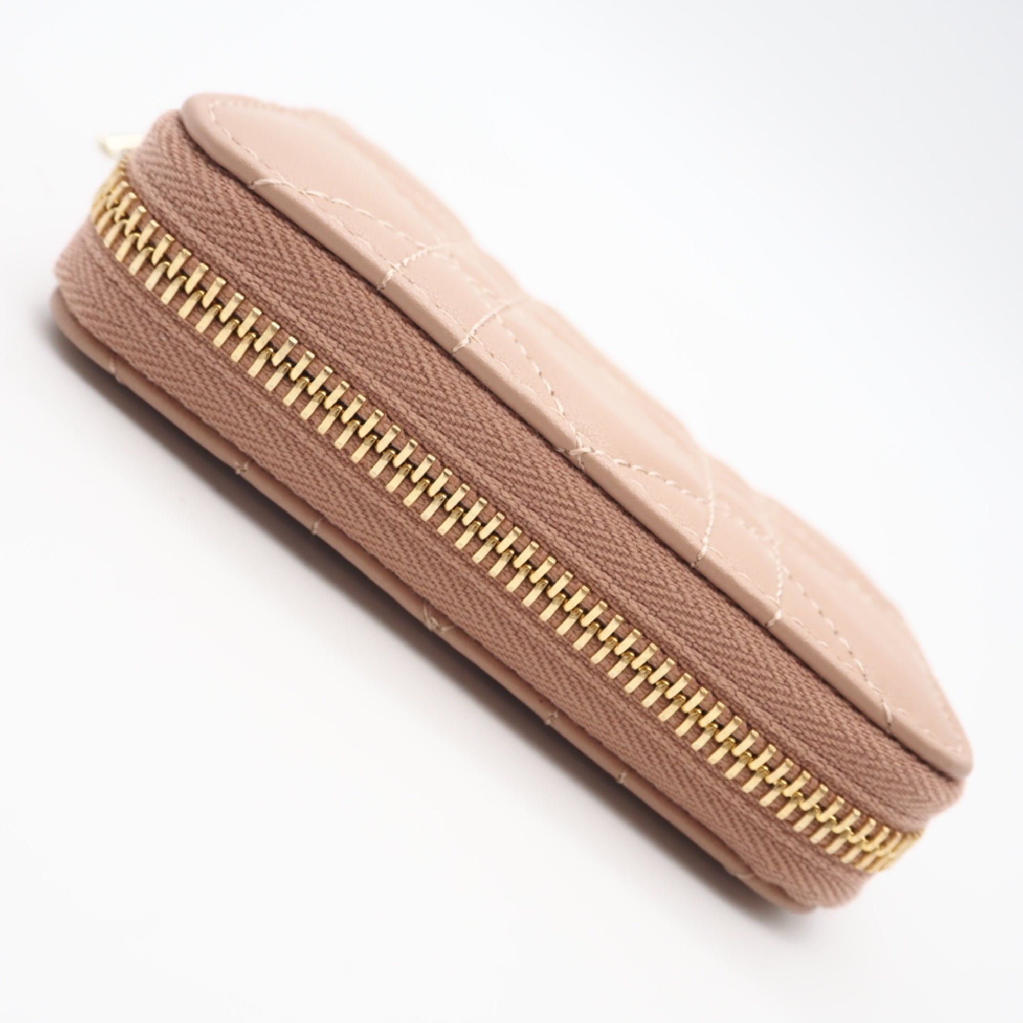 Christian Dior Lady Dior Pink Beige Leather Coin Purse/Coin Case (Pre-Owned)