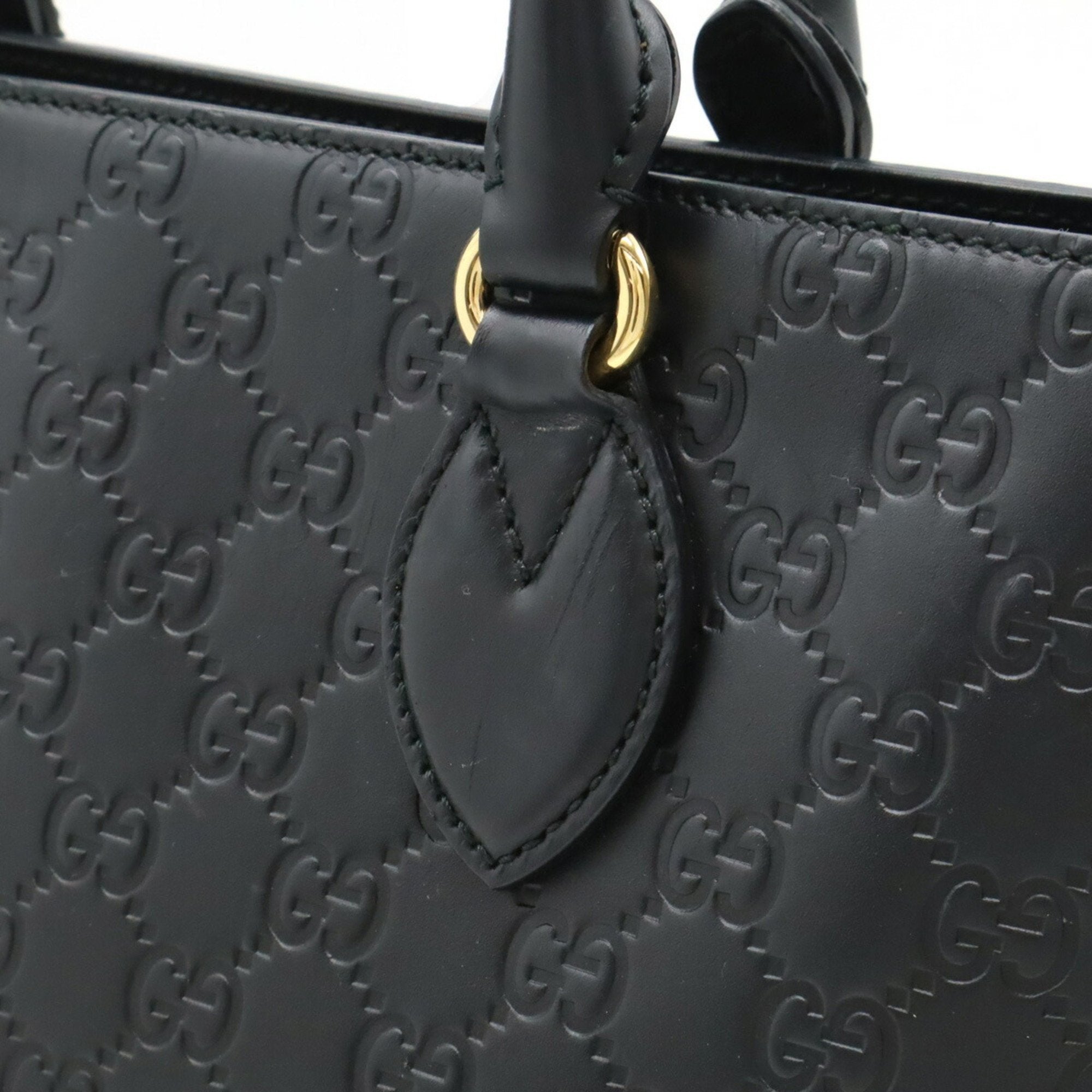 Gucci Black Leather Handbag Shoulder Bag Tote Bag (Pre-Owned)