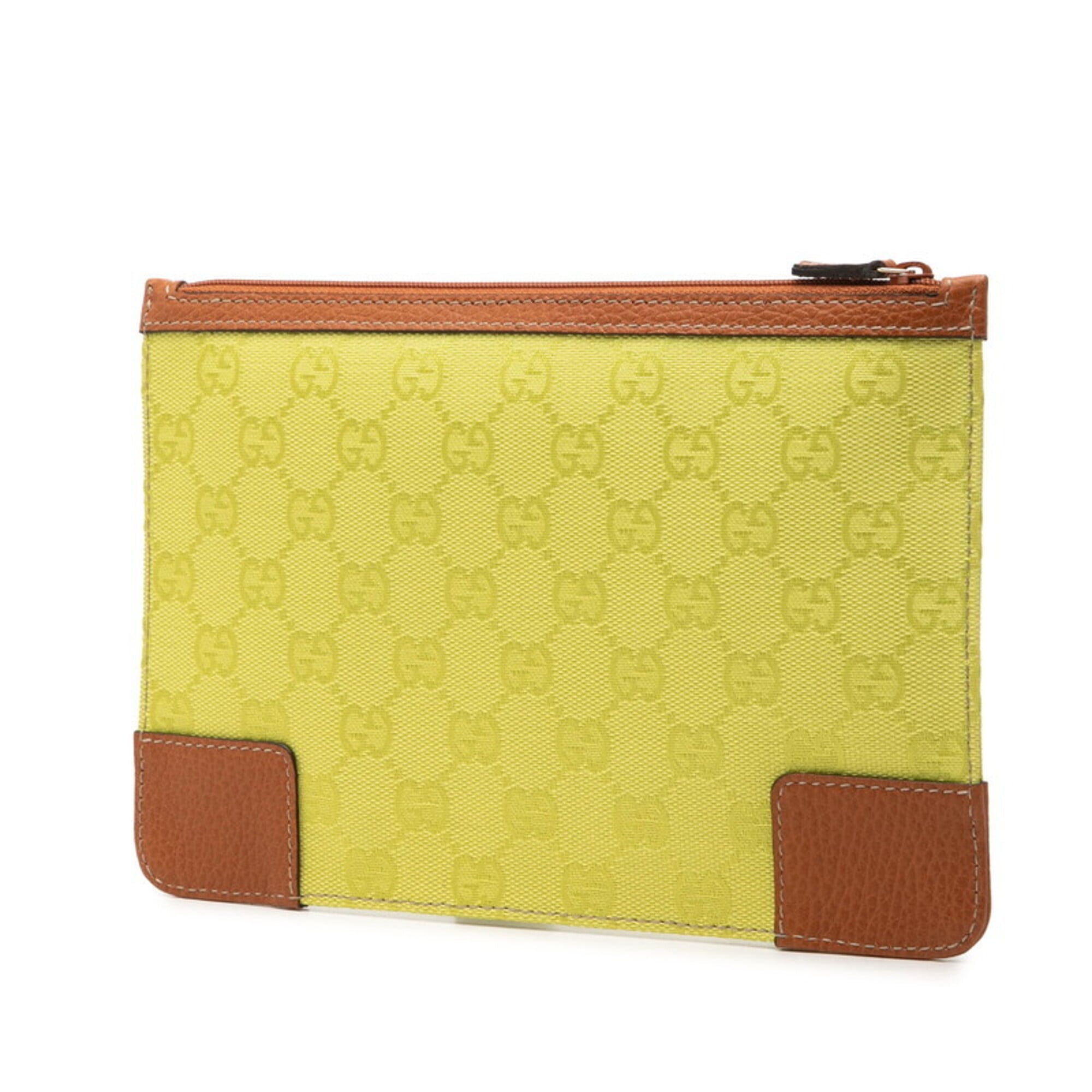 Gucci Brown Green Gg Canvas Clutch Bag Handbag Pouch (Pre-Owned)