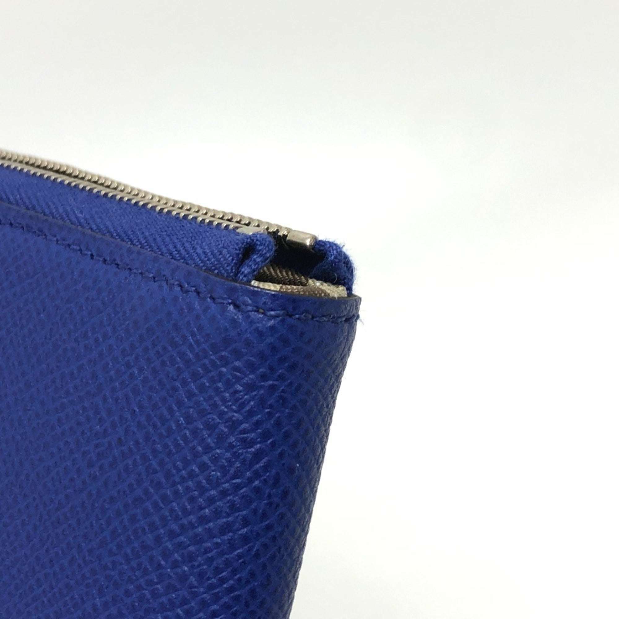 Hermes Silk'in Blue Epsom Leather Long Wallet (Bi-Fold) (Pre-Owned)