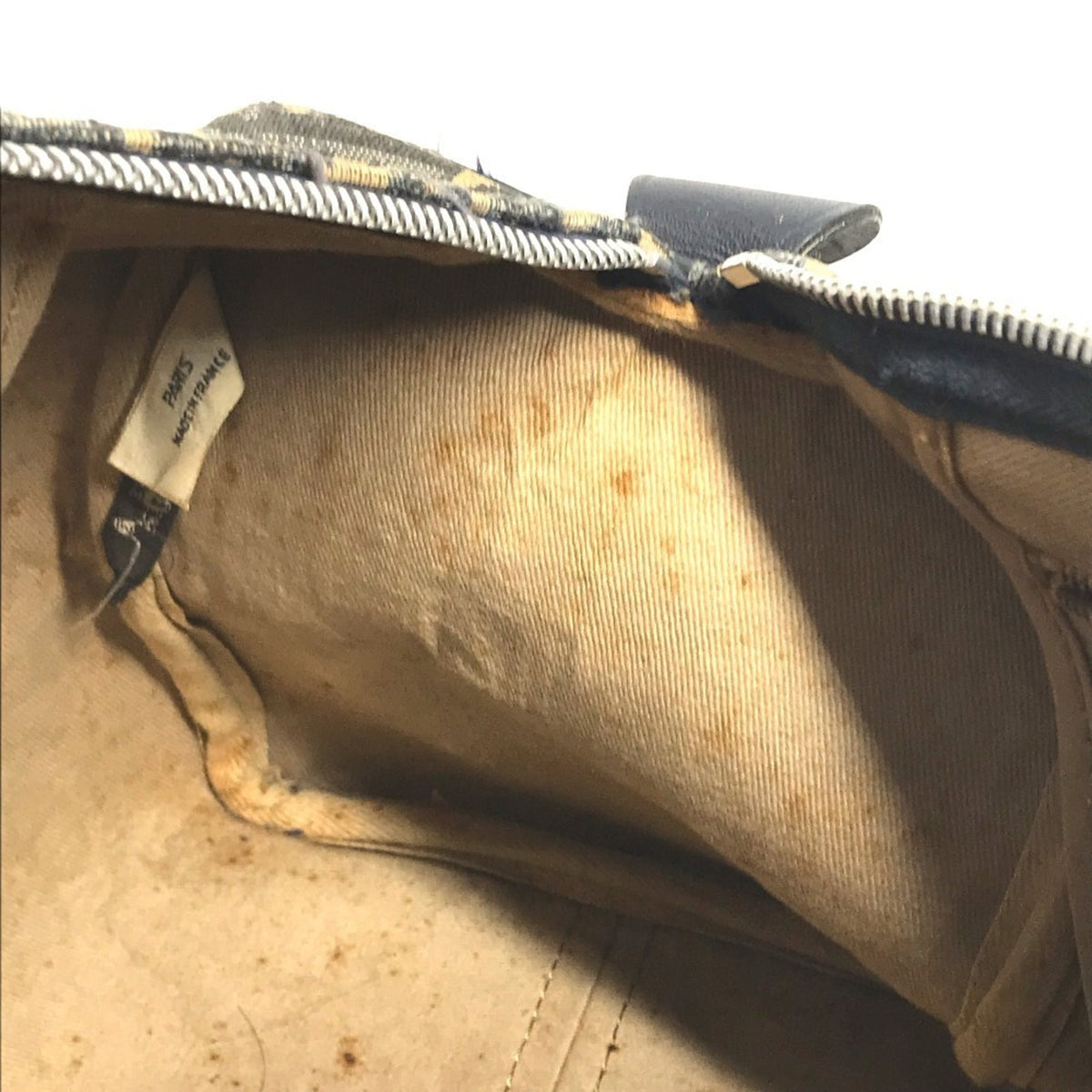 Christian Dior Navy Leather Canvas Boston Bag Handbag (Pre-Owned)