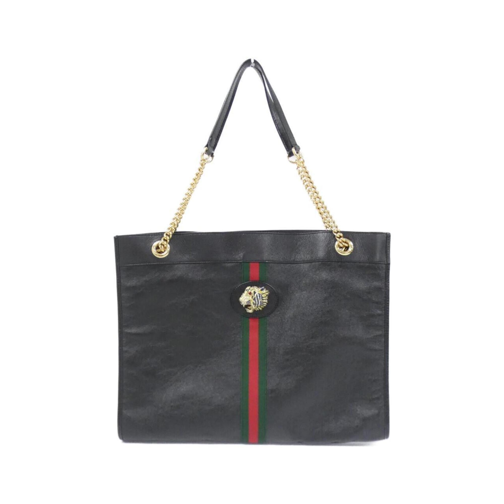 Gucci Black Leather Handbag Tote Bag (Pre-Owned)