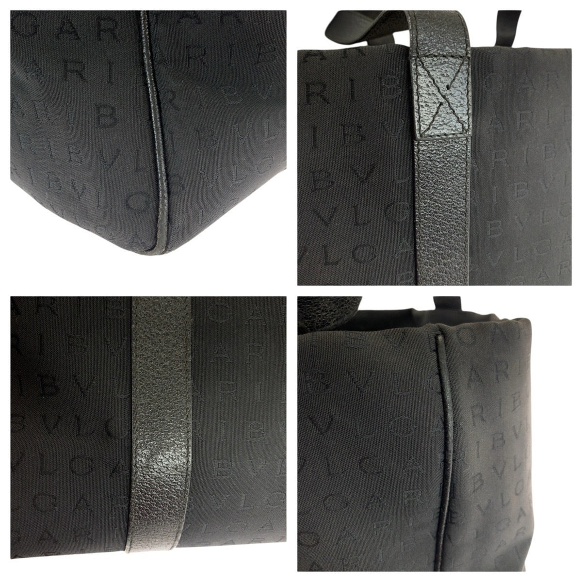 Bvlgari Black Canvas Leather Handbag Shoulder Bag (Pre-Owned)