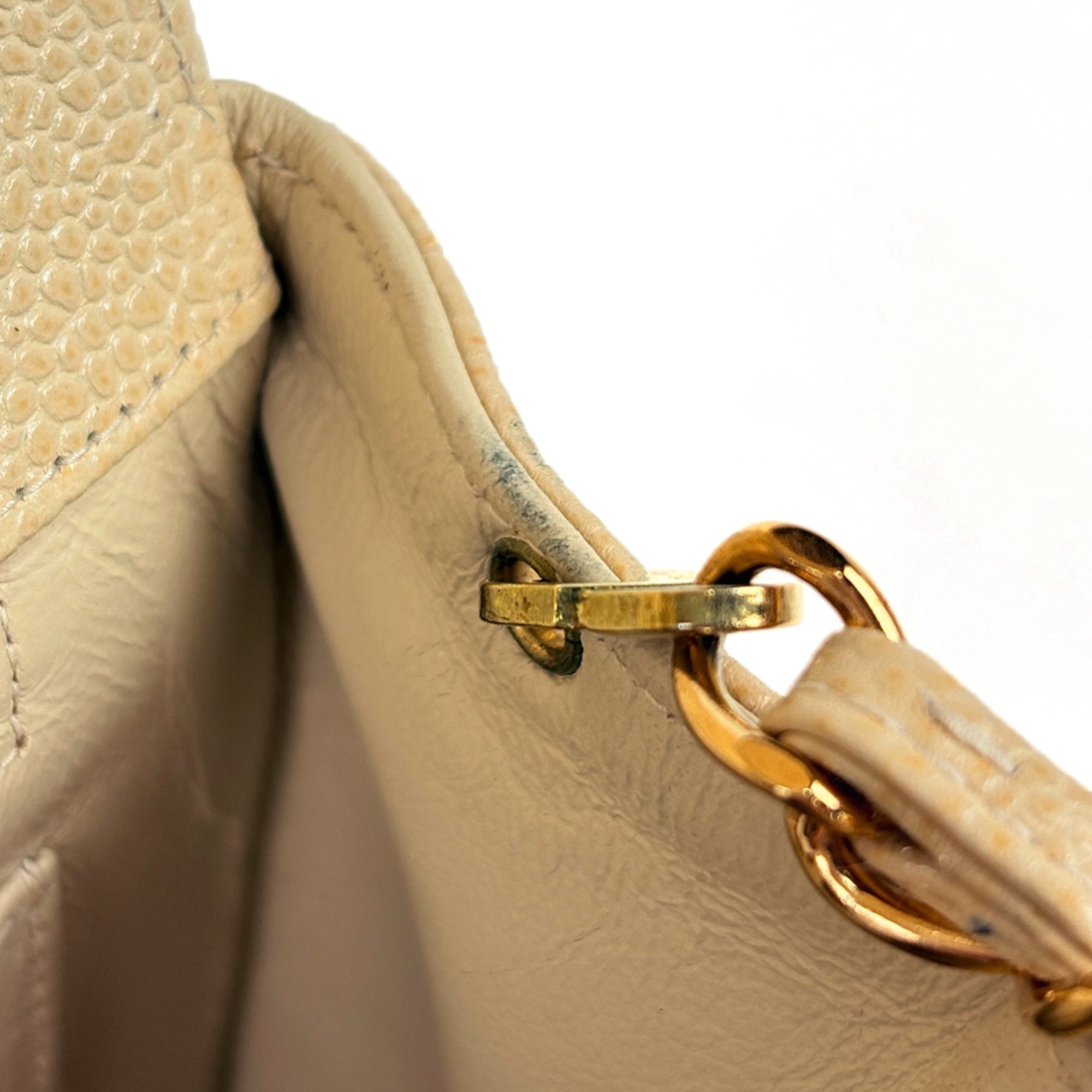 Chanel Beige Grained Calfskin Shoulder Bag (Pre-Owned)
