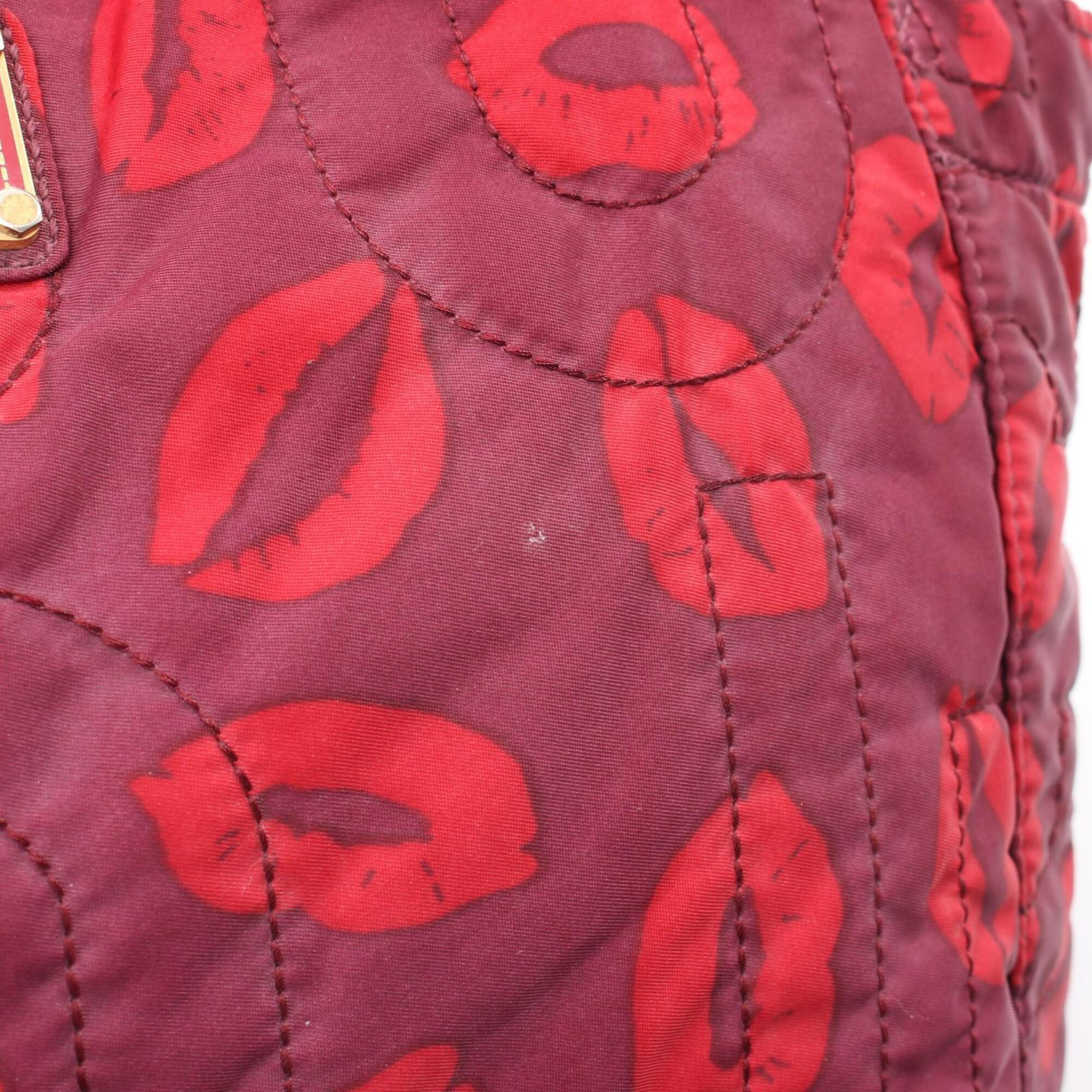 Marc By Marc Jacobs Bordeaux Red Color Nylon Handbag Tote Bag (Pre-Owned)